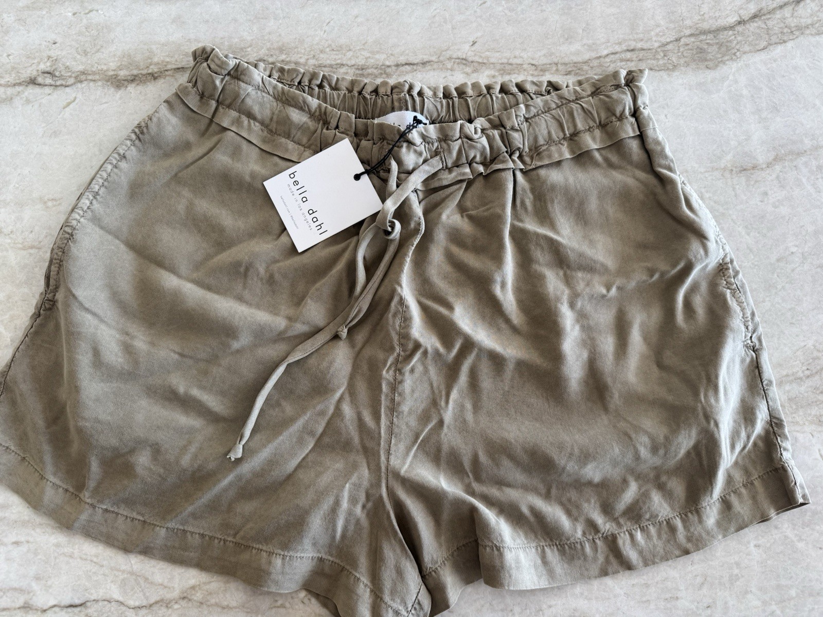 Bella Dahl Drawstring Shorts Tencel Agave Green Size L BNWT