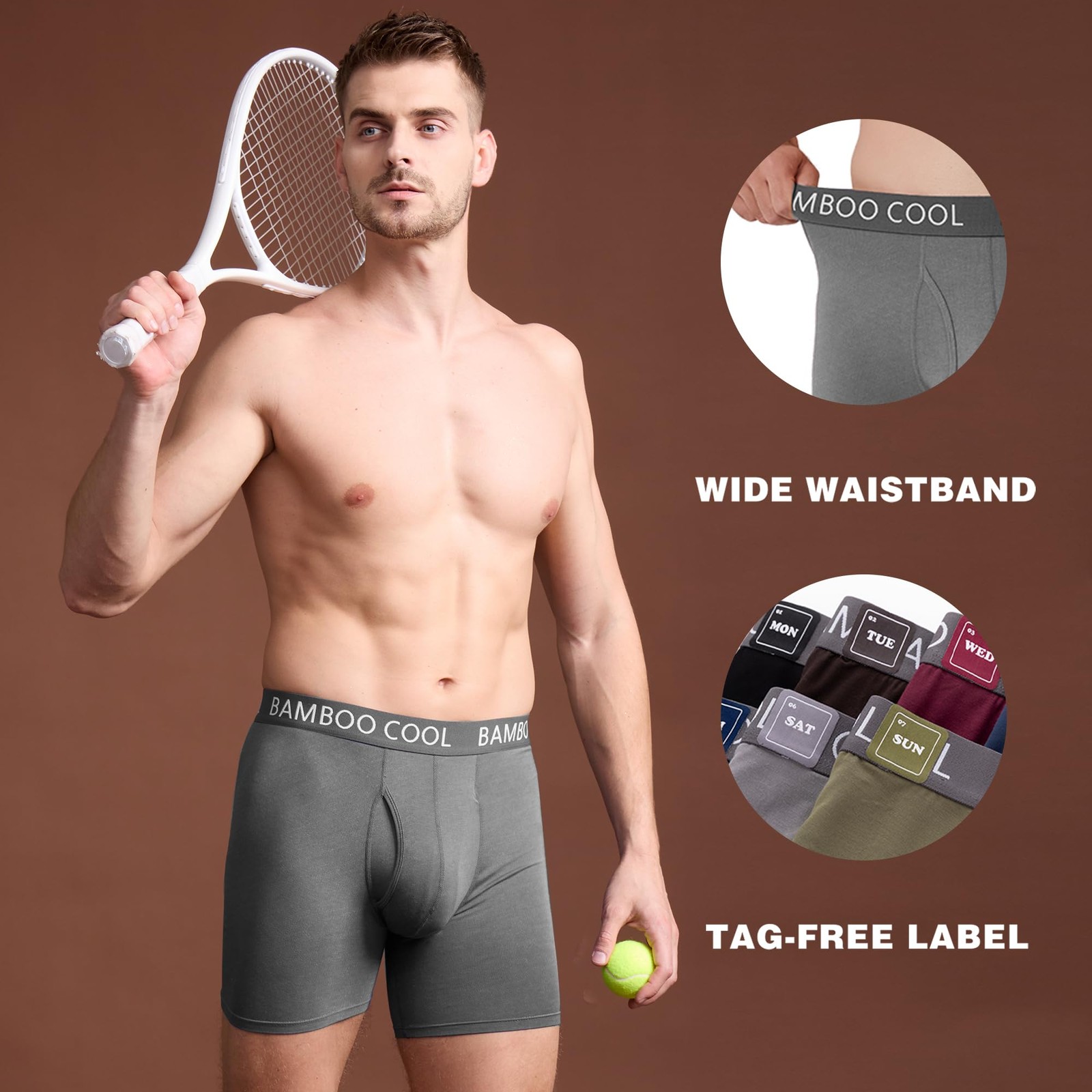 BAMBOO COOL Men’s Ultra ComfortSoft Underwear, Medium, 01-assorted (7 Pack)