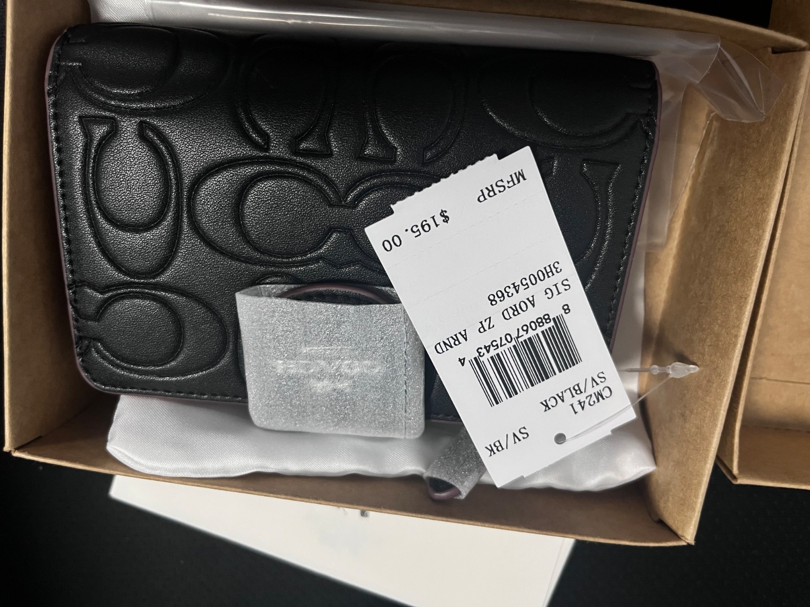 COACH Medium Corner Zip Wallet With Signature CM241 Black outlet New
