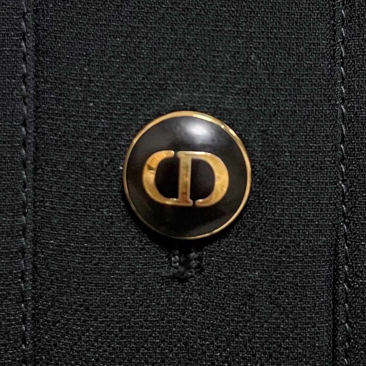 Christian Dior CD Button Wool & Silk Dress A-line Size 34 XS Black