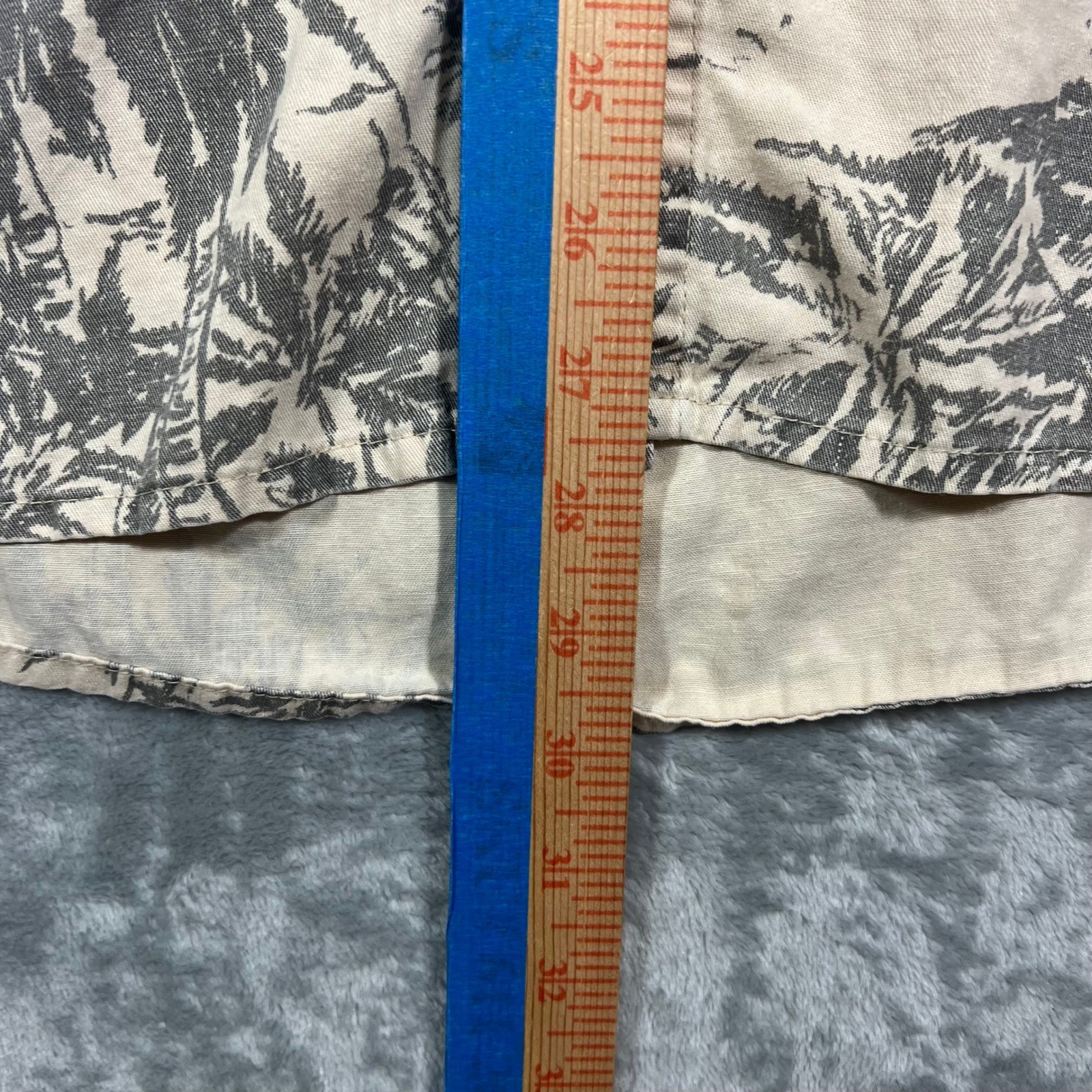 UNBRANDED Hemp Blend Tropical Island Print Shirt Mens Large Beige Gray