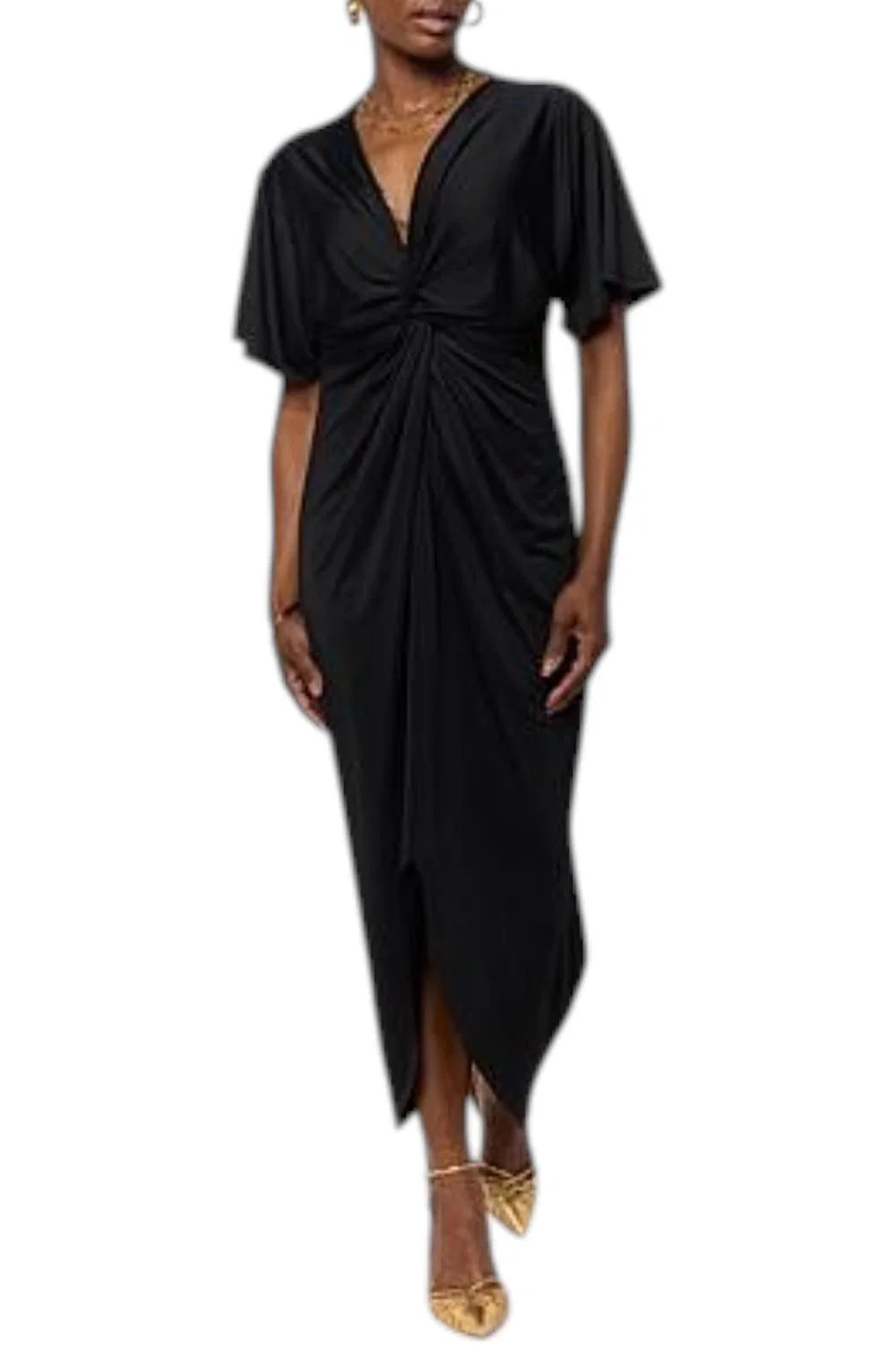 Colleen Lopez Women’s Front Drape Pullover Dress Black