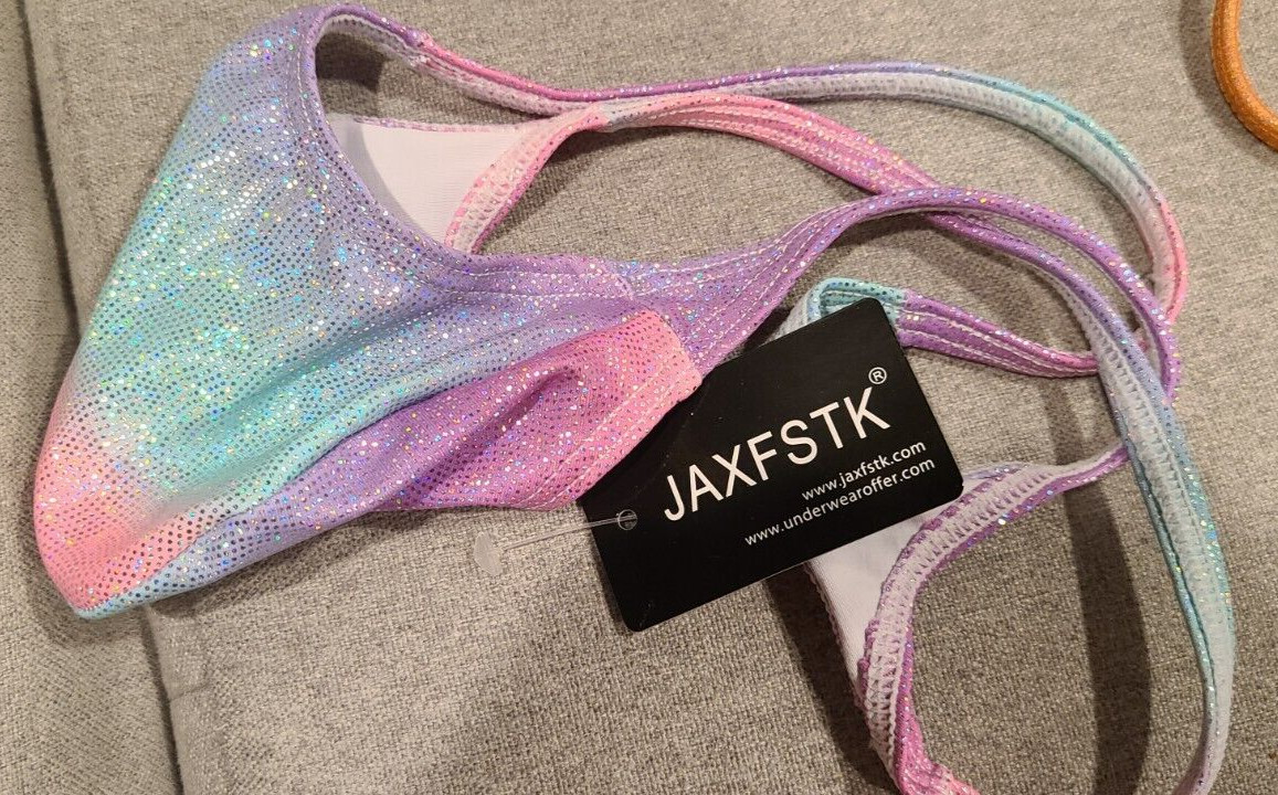 MENS WET LOOK SHINY SPARKLE PASTEL MICRO THONG-(M-28-34)