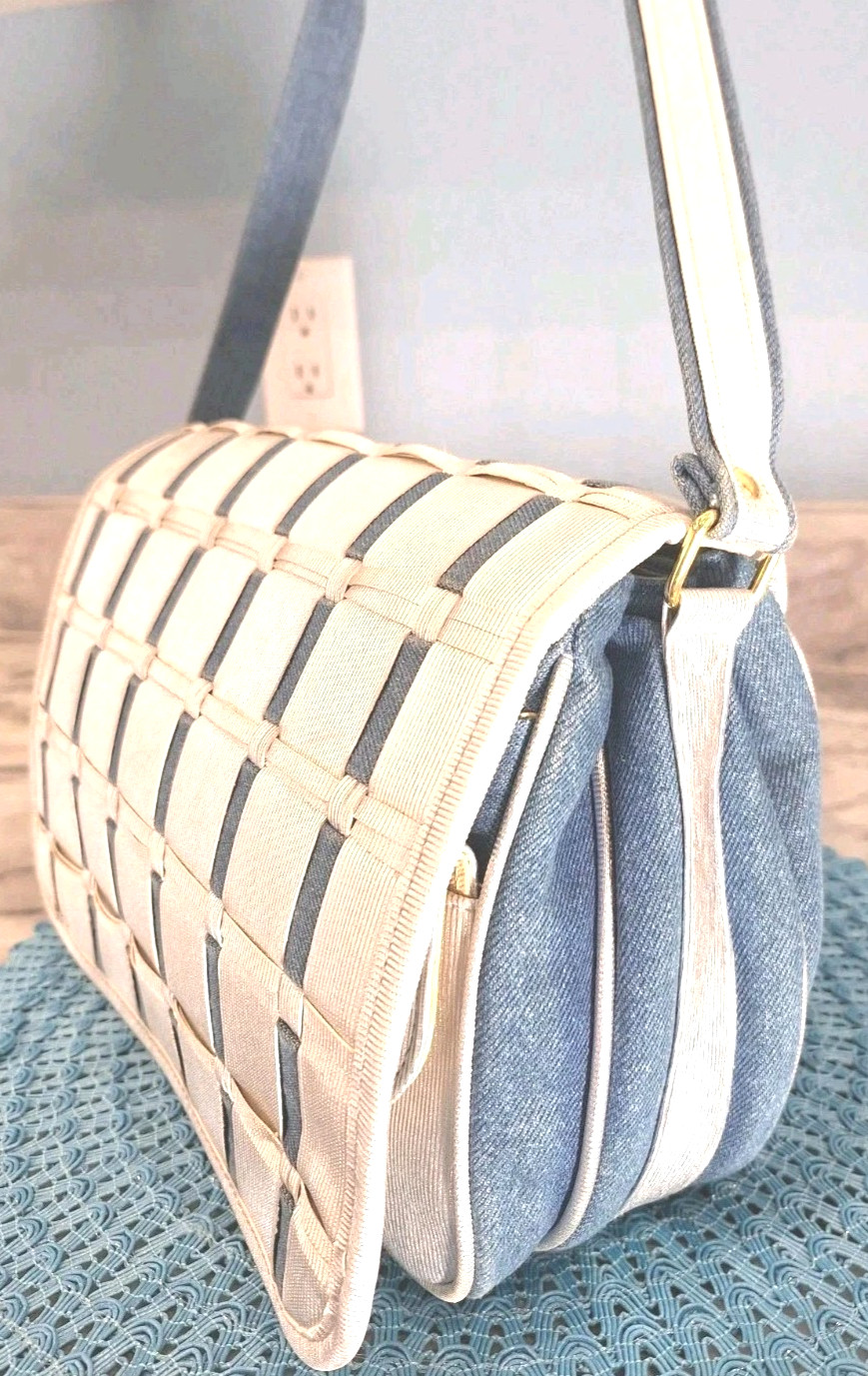 TangoBag Denim/Canvas Silver Organizer Multi Pocket Crossbody Handbag