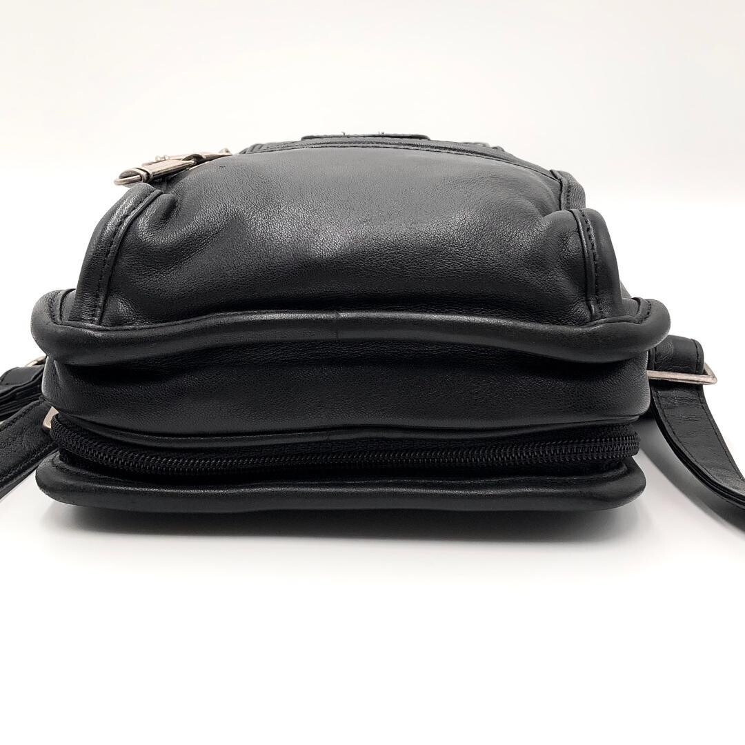 TUMI Leather Black Crossbody Shoulder Bag Travel Organizer Men’s 25cm 17cm