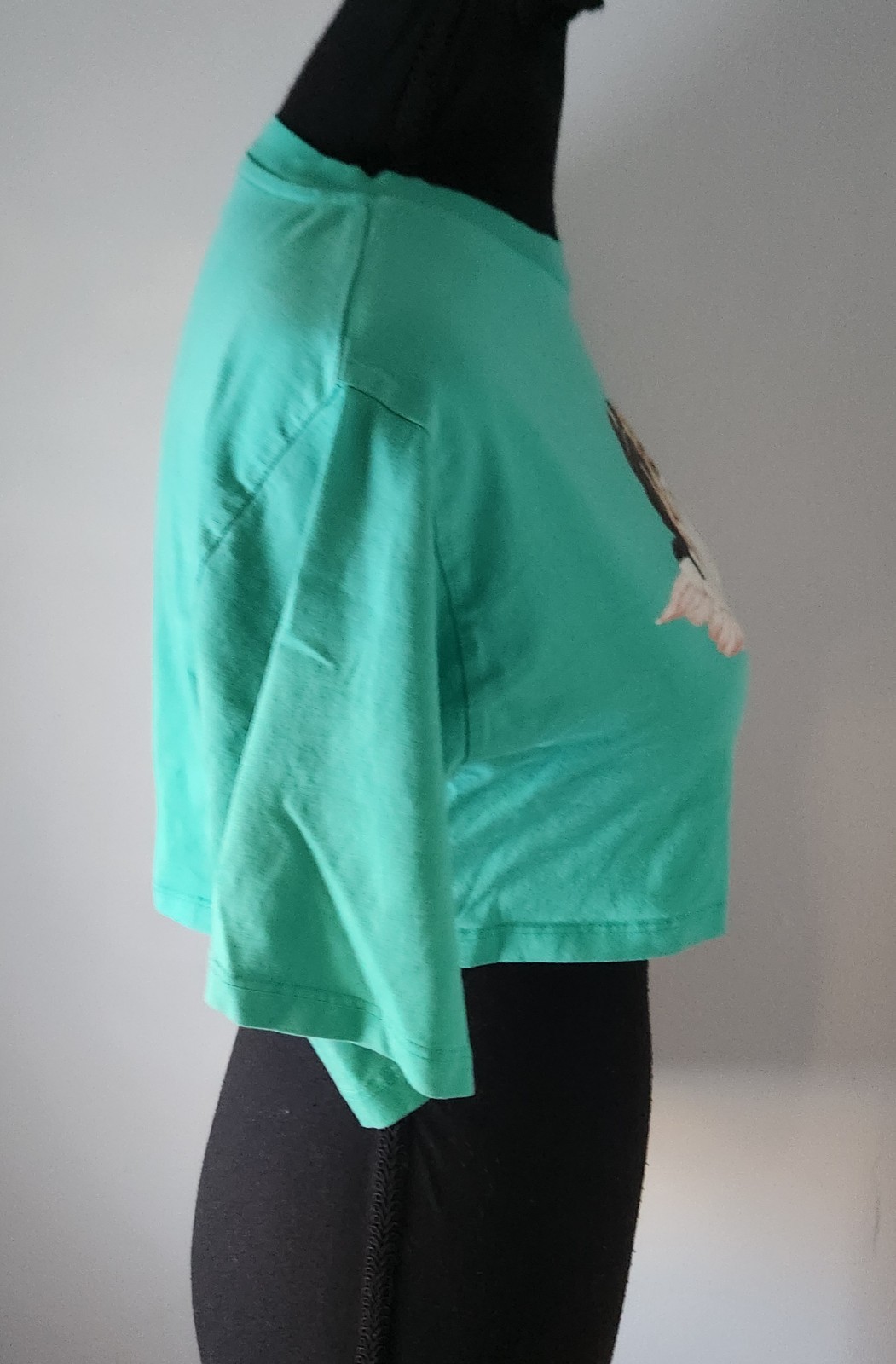 Fiorucci Women’s Vintage Angels Cropped T-shirt Green 100% Cotton Size XS