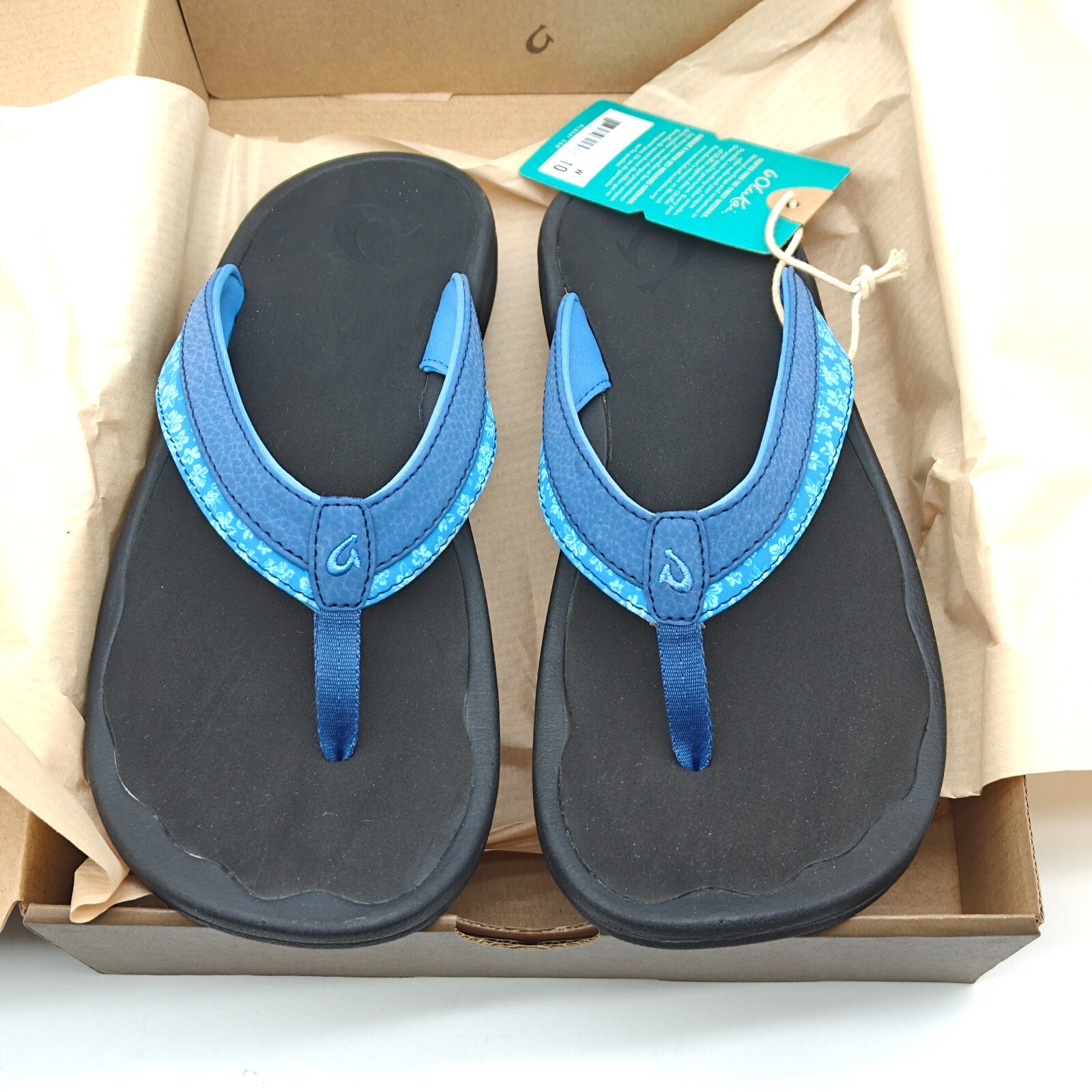 OluKai Women’s Ohana Koa 20368 Navy/Black Flip Flop Beach Sandals SZ 6/7/8/9/10