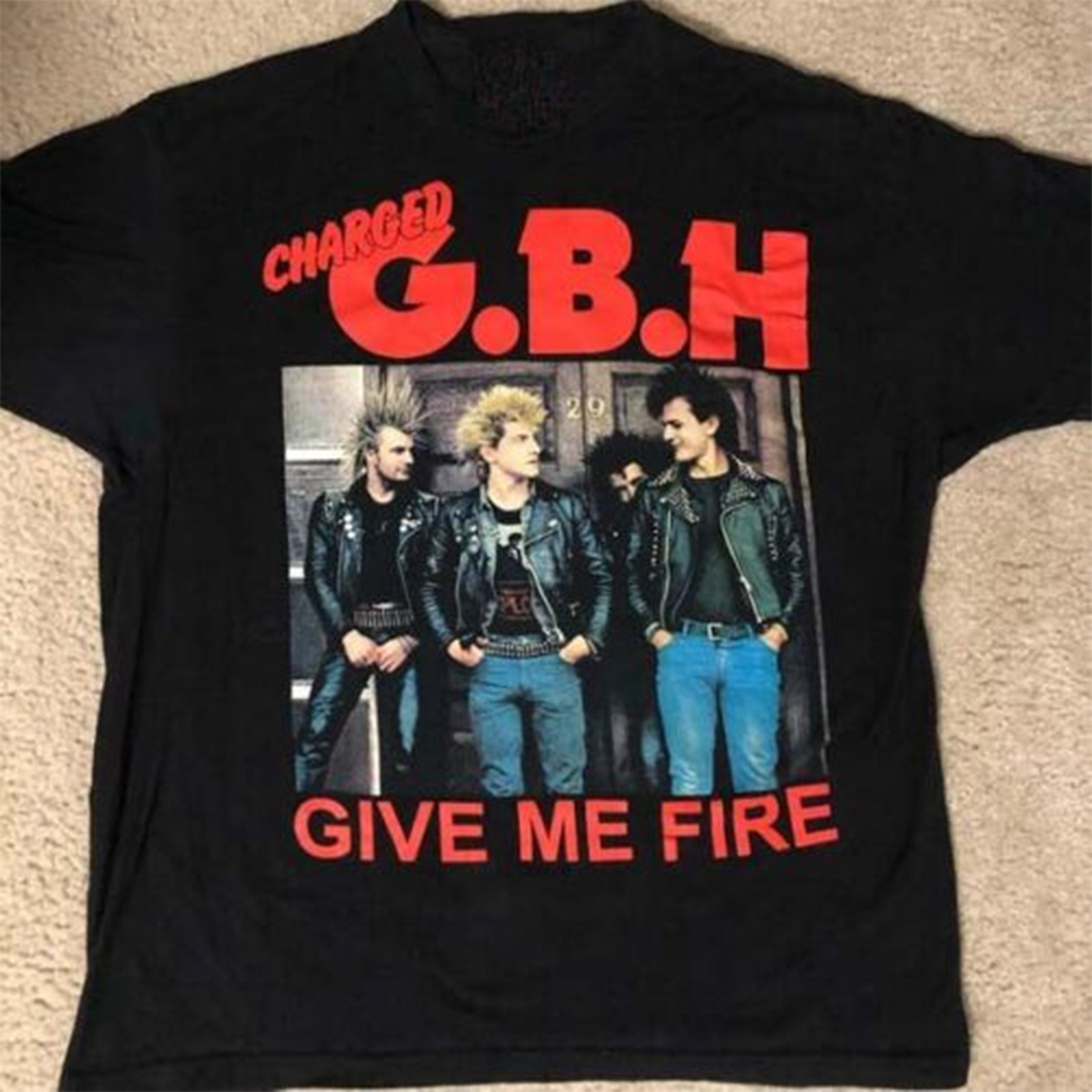 Vintage Charged GBH Give Me Fire Cotton Black All Size Unisex T Shirt