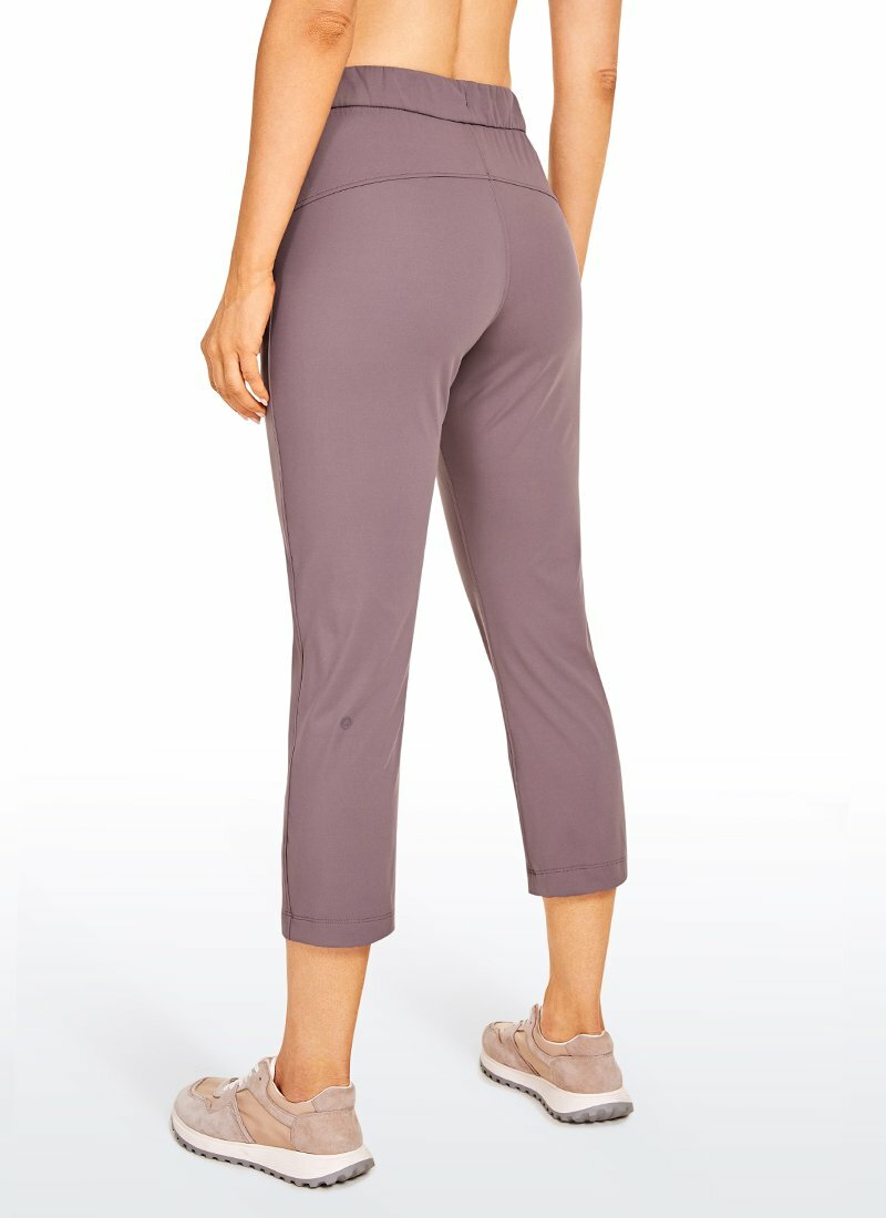 CRZ YOGA Women’s Stretch Capri Pants Travel Mid Rise Drawstring Joggers -Medium