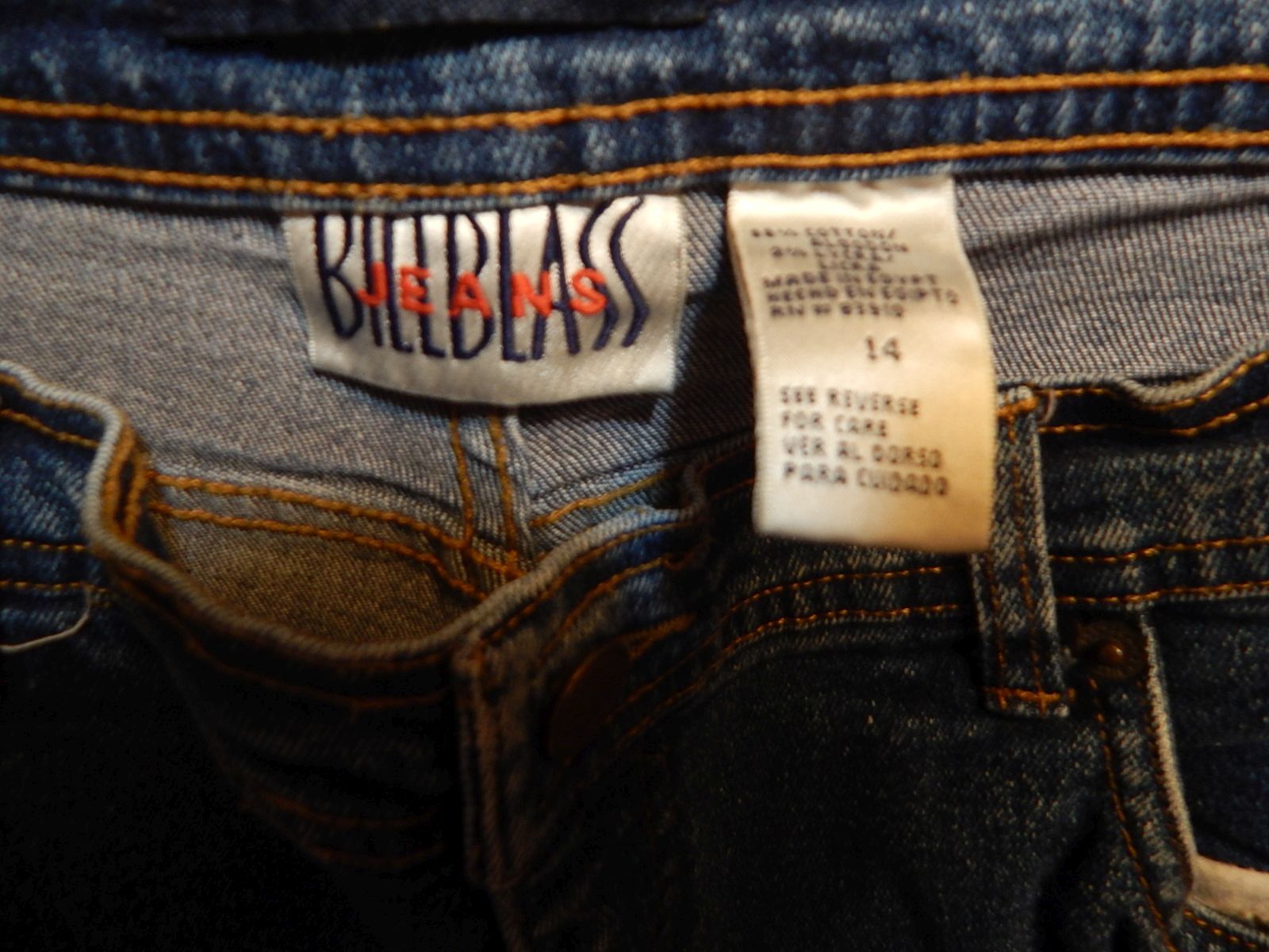 Ladies Bill Blass Stretch 98%Cotton 2% Lycra Denim Blue Jeans Sz 14 #L5
