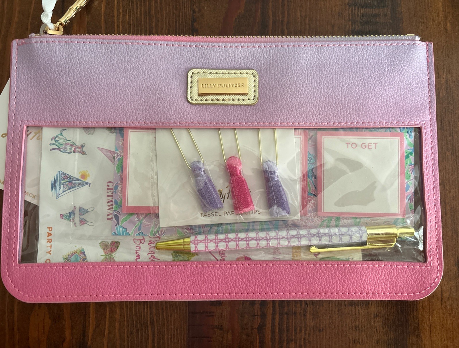 Lilly Pulitzer agenda bonus pack Stickers Bag sticky Notes Pen And Tassel Clips