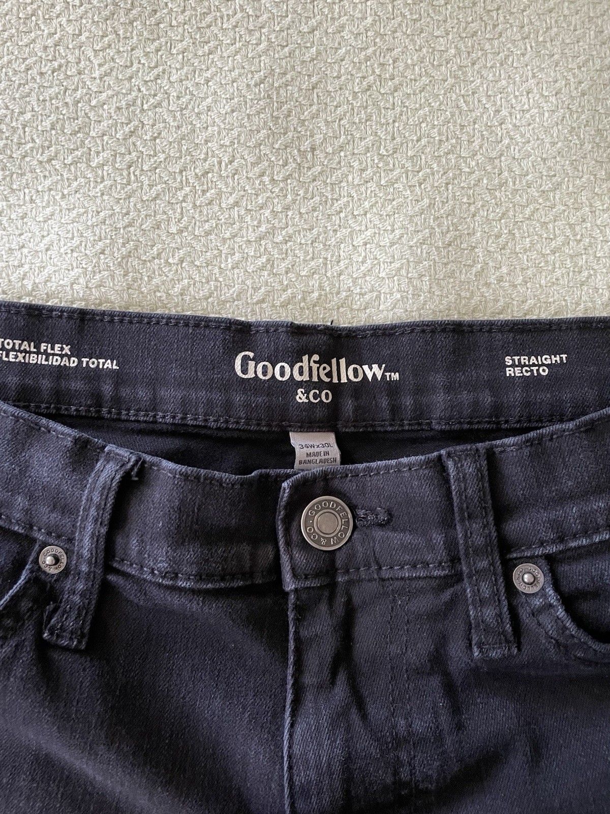 Goodfellow & Co Men’s Total Flex Straight Fit Dark Wash Black Denim Jeans