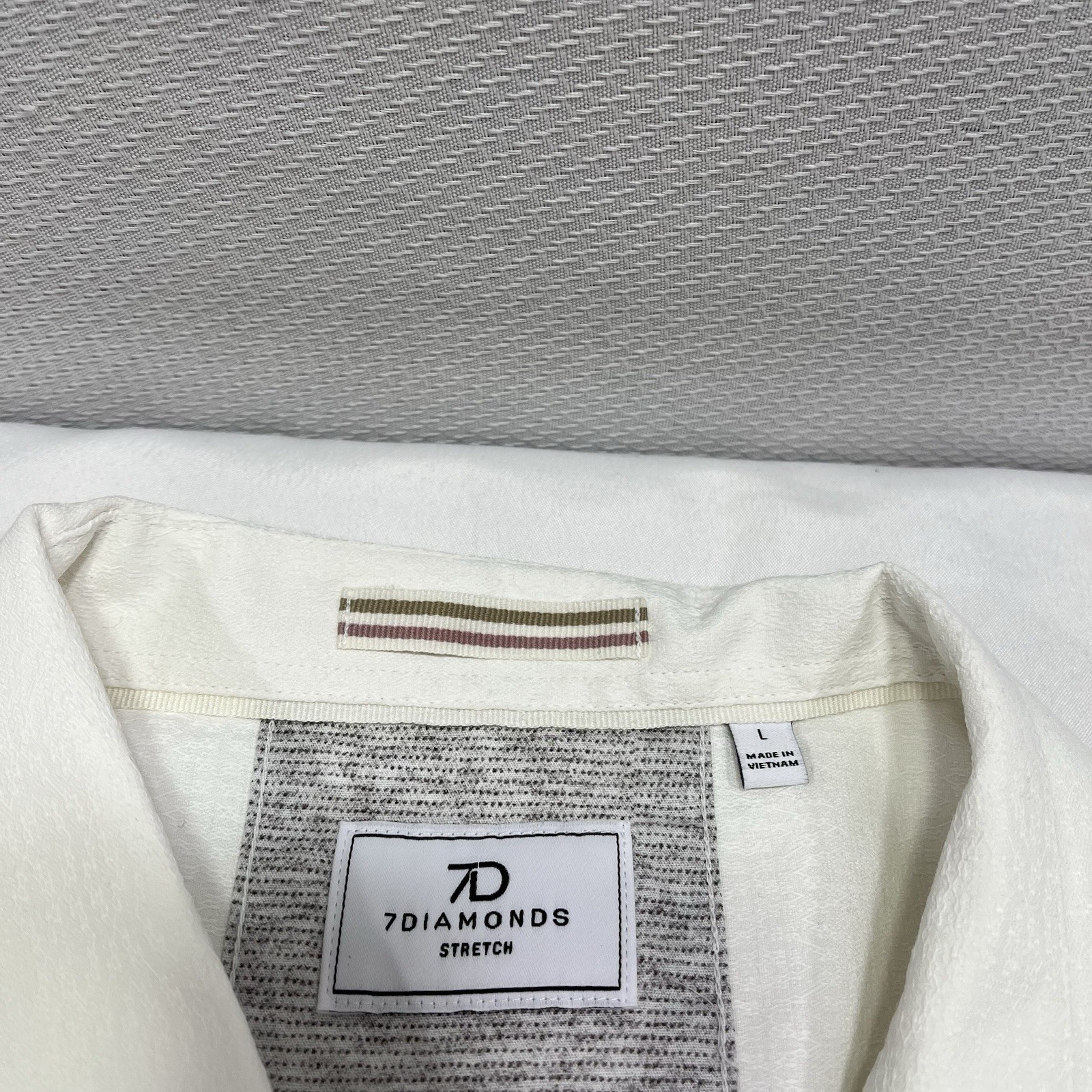 7Diamonds Men’s Large Pretzel Logic Jacquard Stretch Woven Short Sleeve White