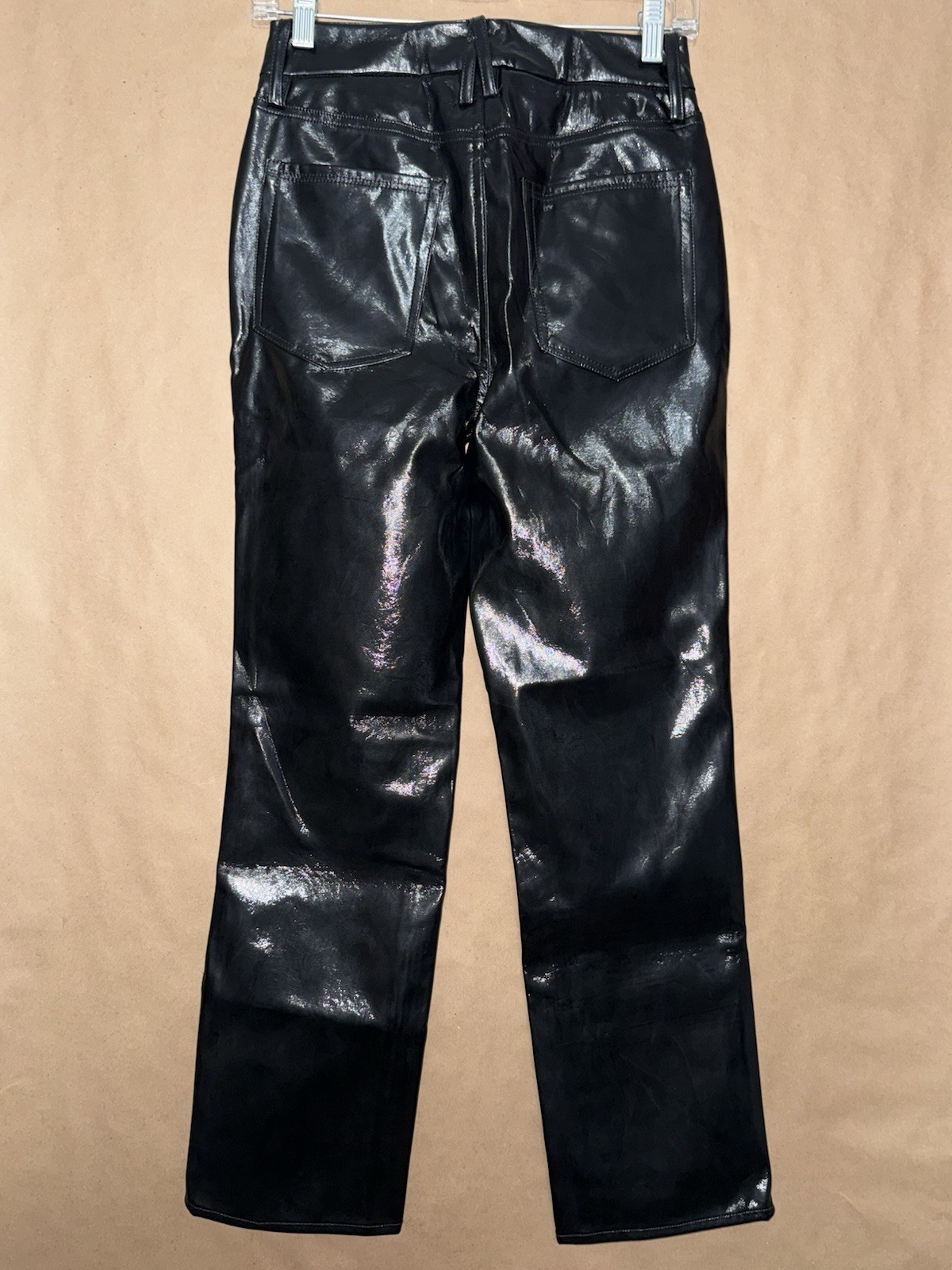 GOOD AMERICAN Better Than Leather Good Curve Straight Black Pants Size 0