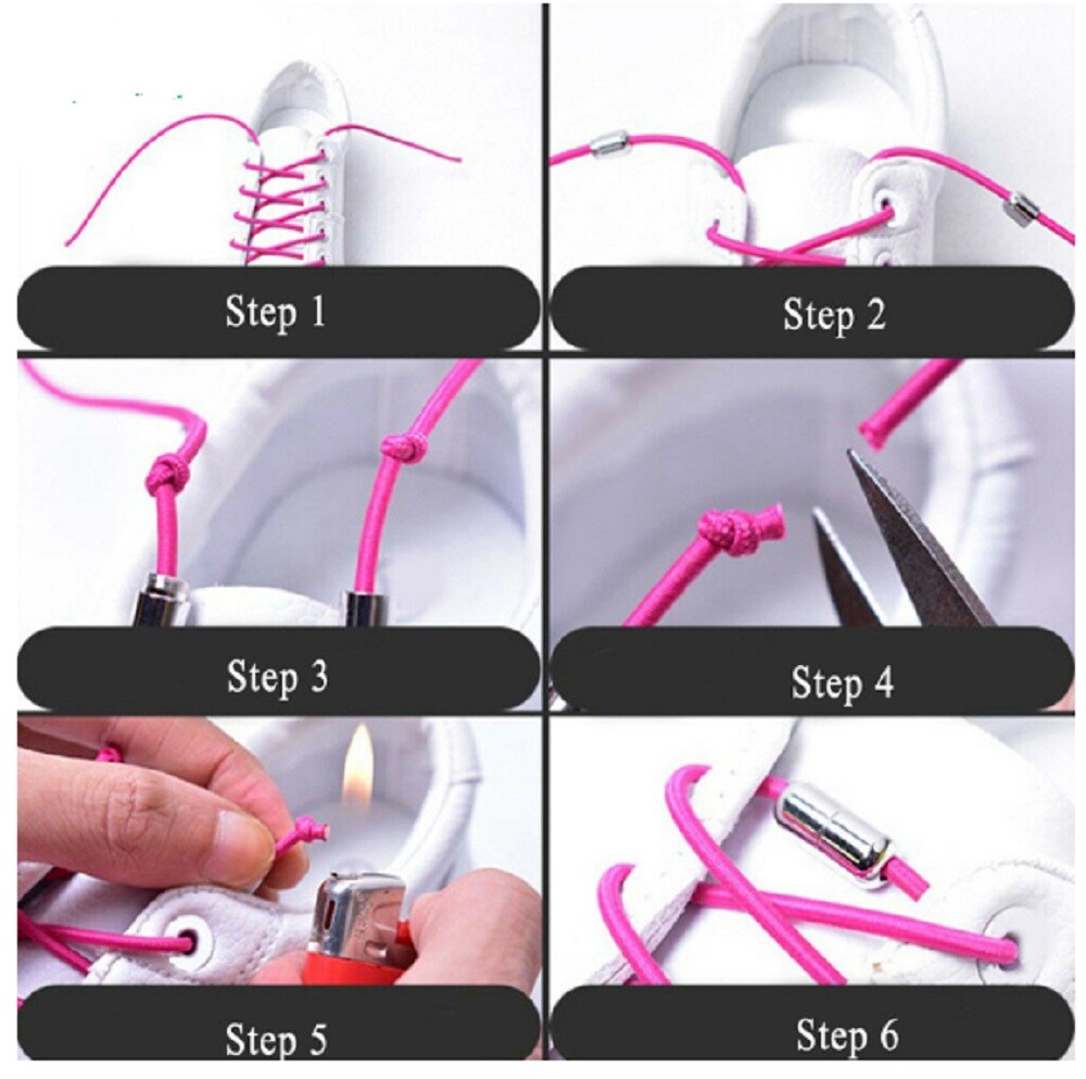 Elastic Silicone No Tie Shoe Laces – Lazy Shoe Laces for Trainers, Adult & Kids
