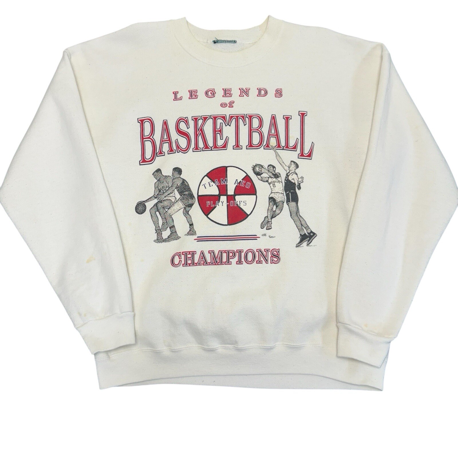 VTG 90s American Eagle Sports Basketball Legends Graphic Sweatshirt White L/XL