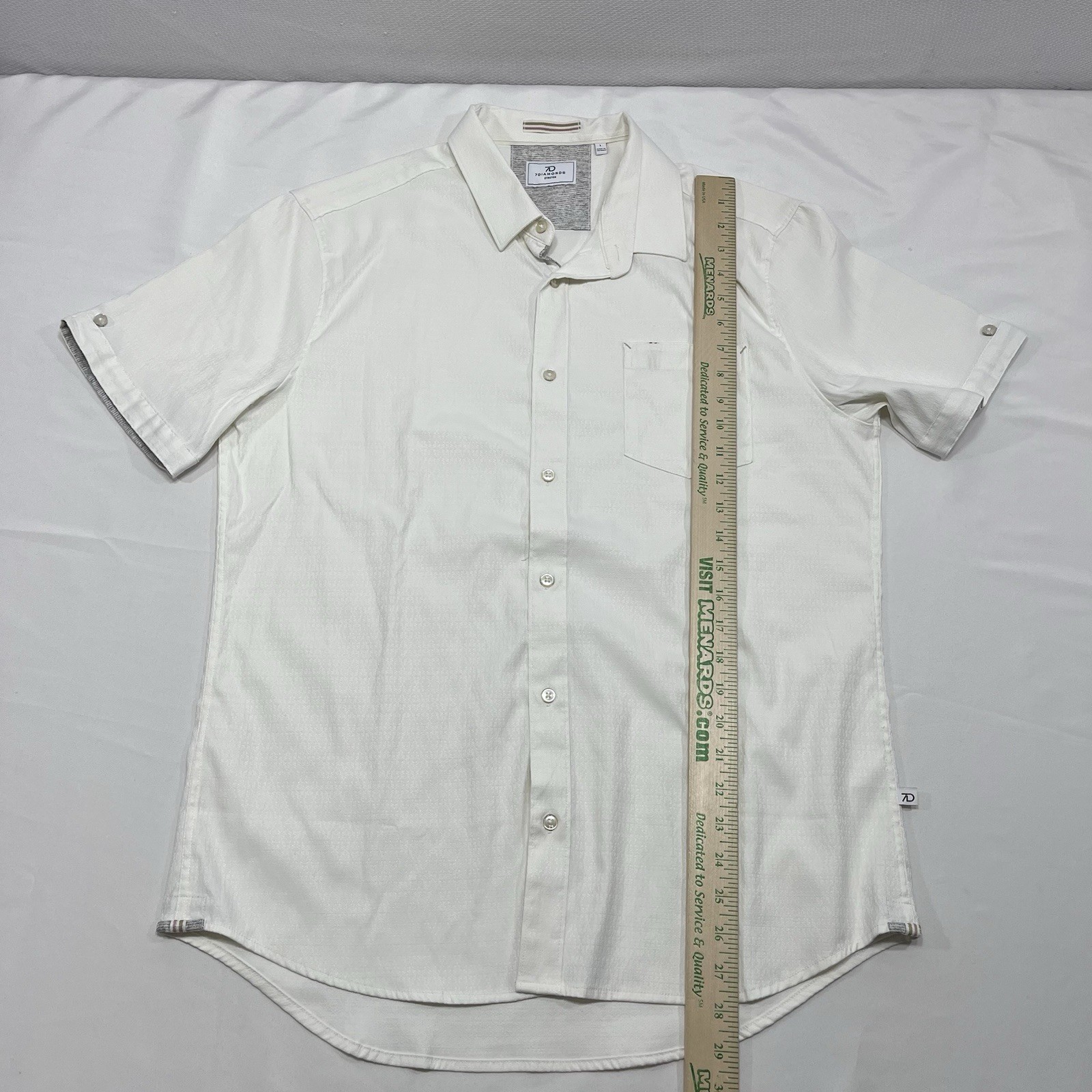 7Diamonds Men’s Large Pretzel Logic Jacquard Stretch Woven Short Sleeve White