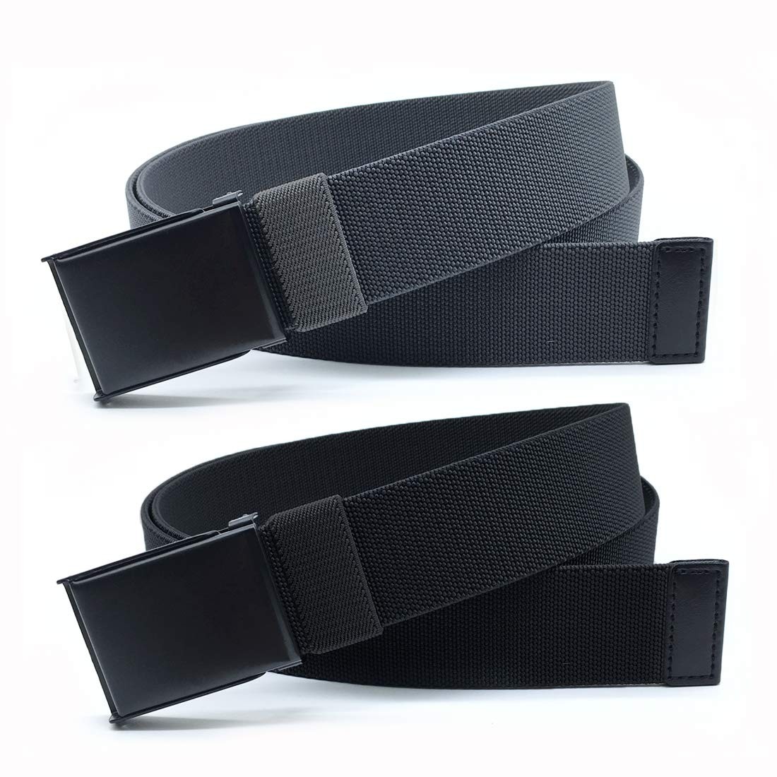 2 Pack Nylon Elastic Stretch Belt Men Casual Golf Belt Adjustable Military Me…