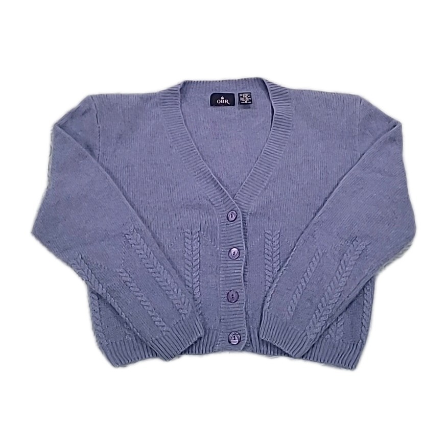 Vintage OBR Lavender Purple Angora Rabbit Hair & Lambswool Cardigan Size Med