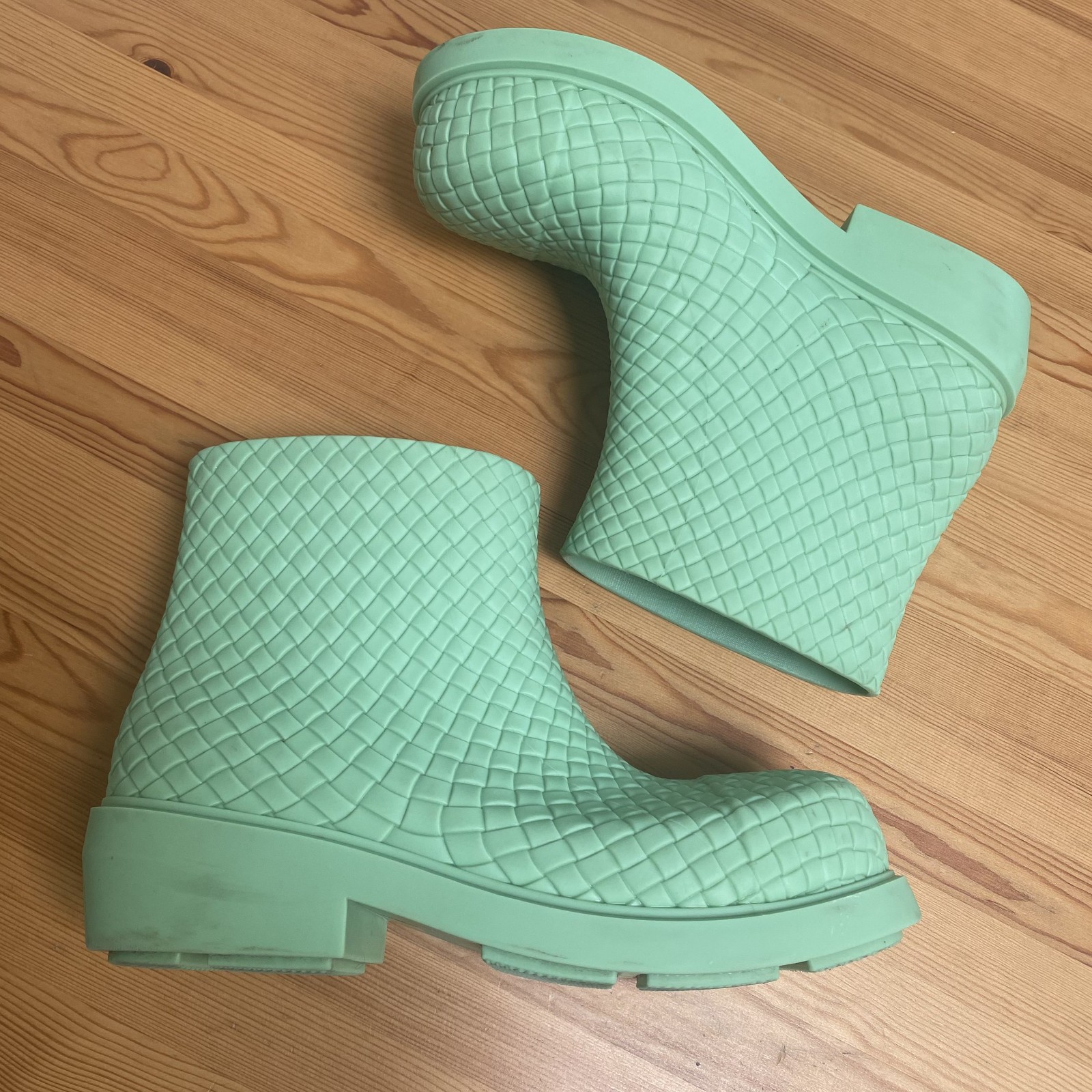 Bottega Veneta Fireman Rubber Puddle Boots Green Mens 43 EU