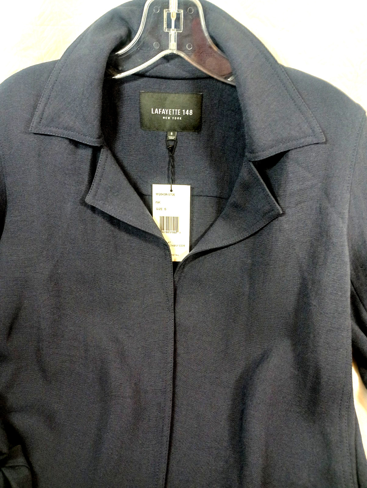 Lafayette 148 jacket, navy, size S, bowties at end of sleeves. NWT. DS32