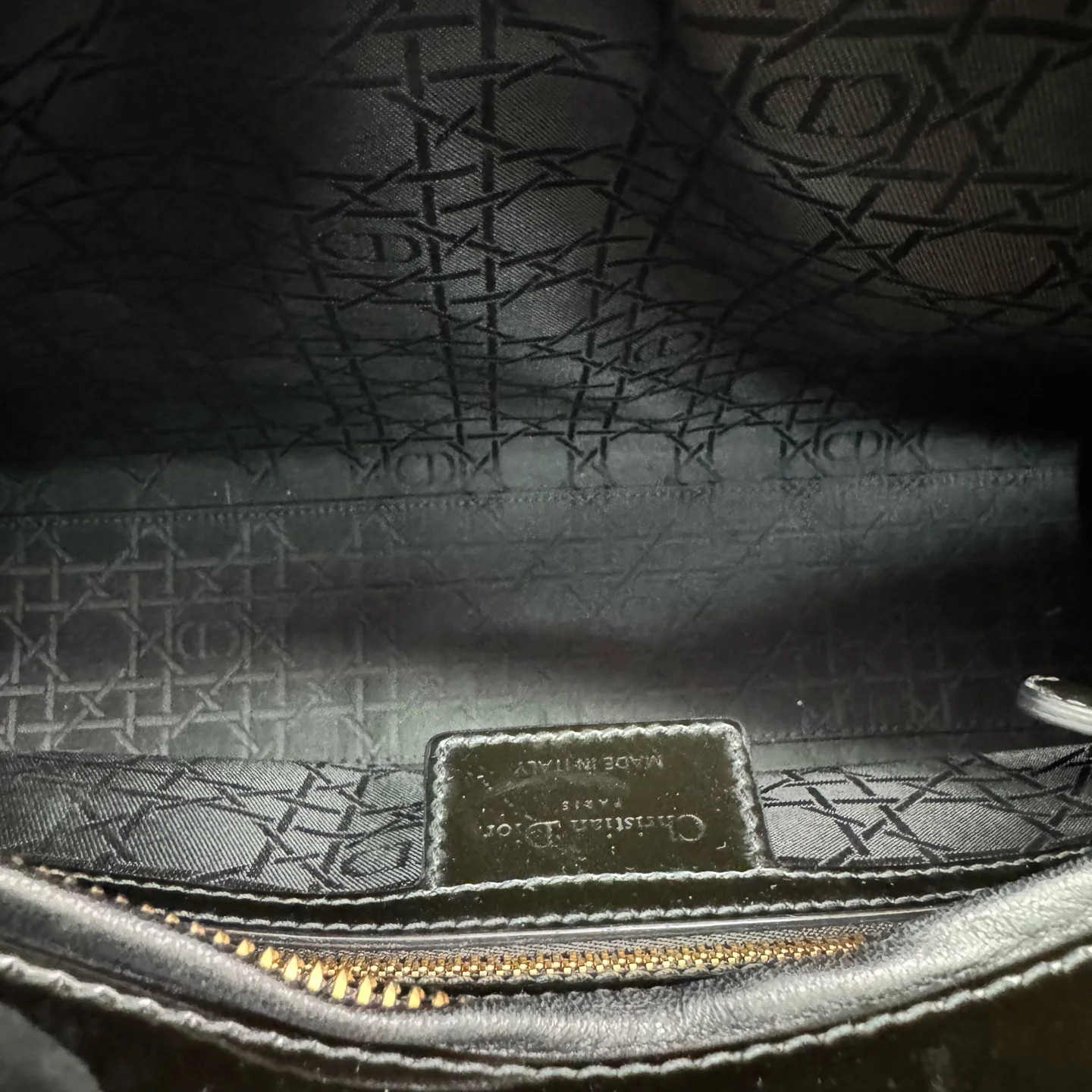 Dior Large Lady Dior Black Patent Calfskin (zs060526a5r)