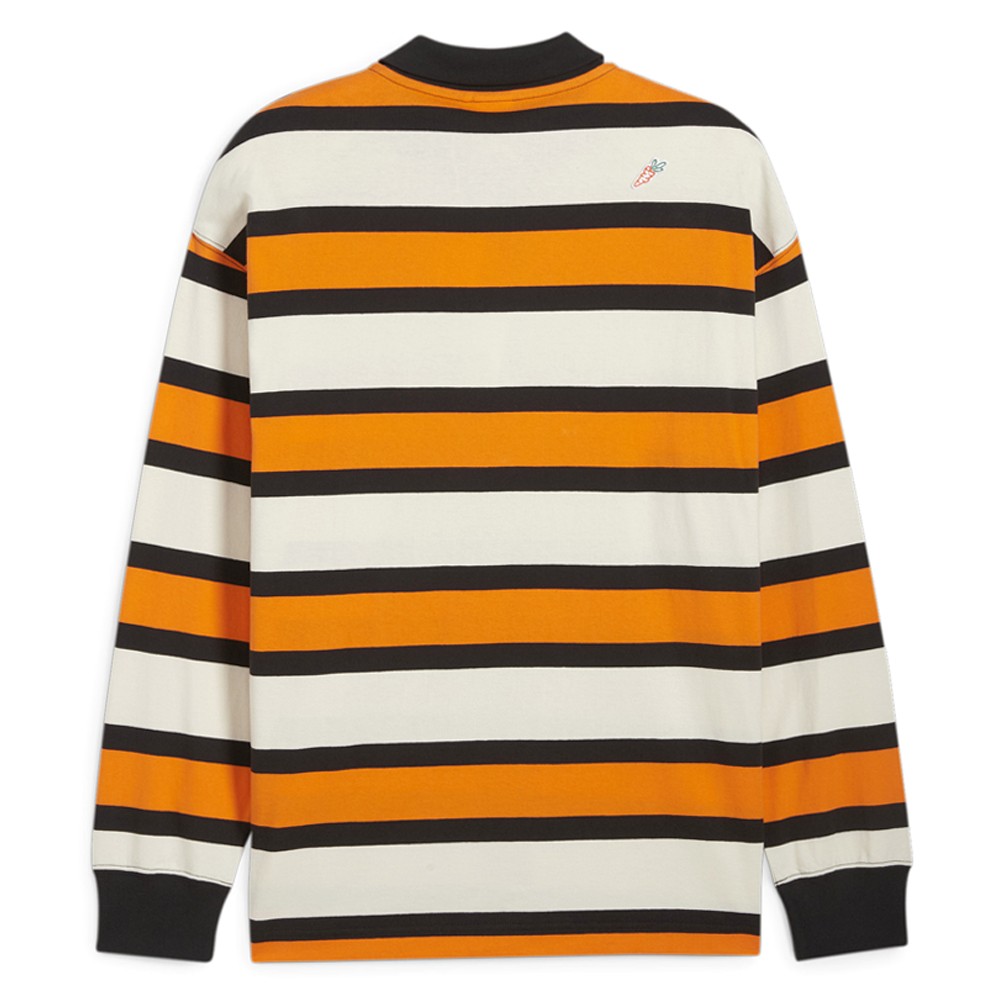 PUMA Carrots X Collared Long Sleeve Pullover Shirt Mens Orange, White Casual Top