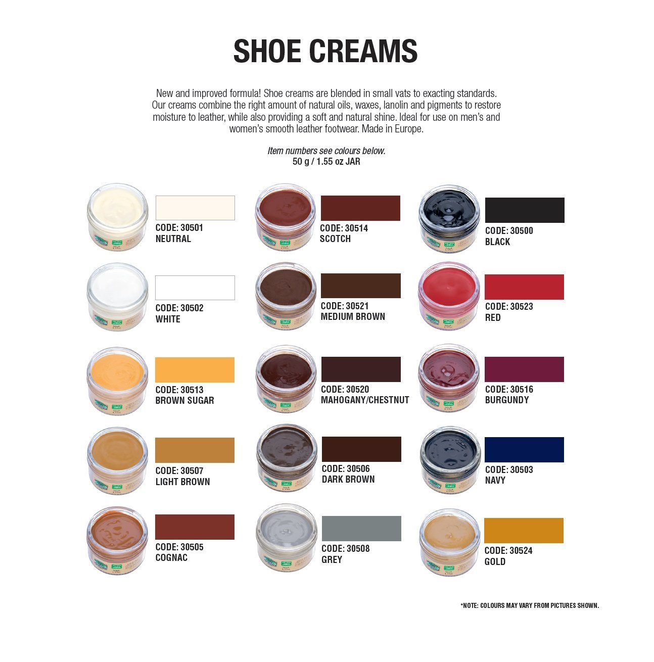 2 Jars Moneysworth Best Boot & Shoe Cream Polish 50ml 1.7oz (ALL COLORS)