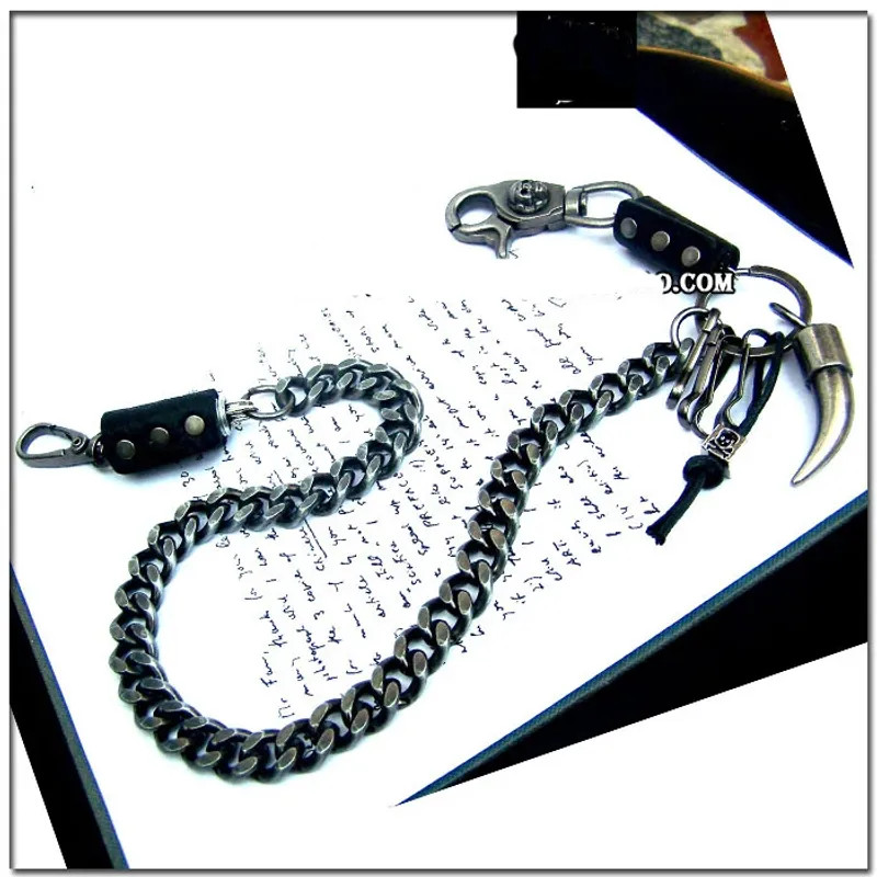 Hip hop punk horns skull metal casual wild pants chain wallet chain key chain.