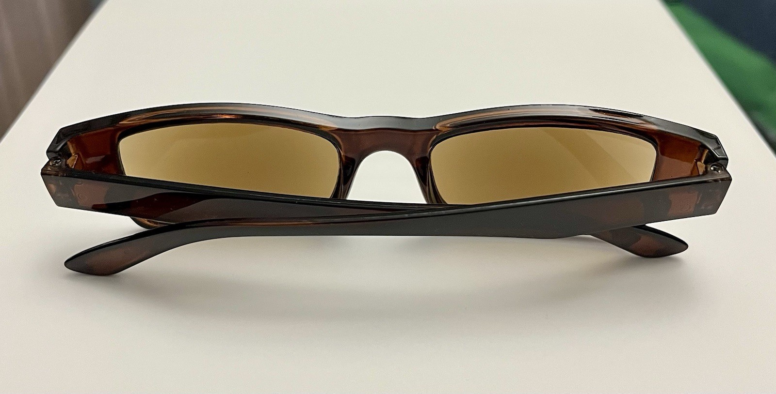 Y2K Brown Rectangular Reading Sunglasses +2.50 Diopter Amber Tint Sun Readers