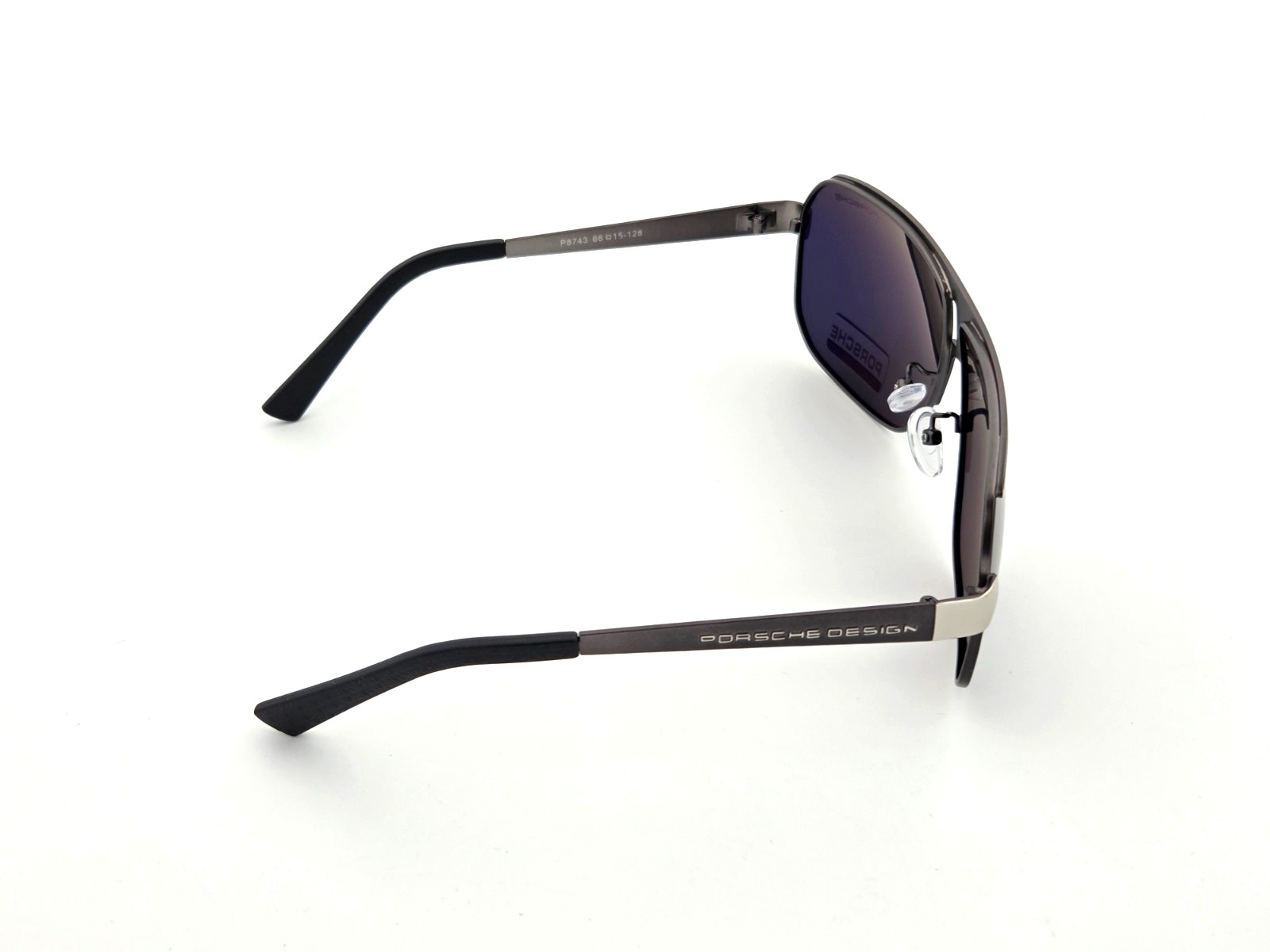 Polarized Porsche Square Metal Aviator Sunglasses Gunmetal Smoke PH19 130mm