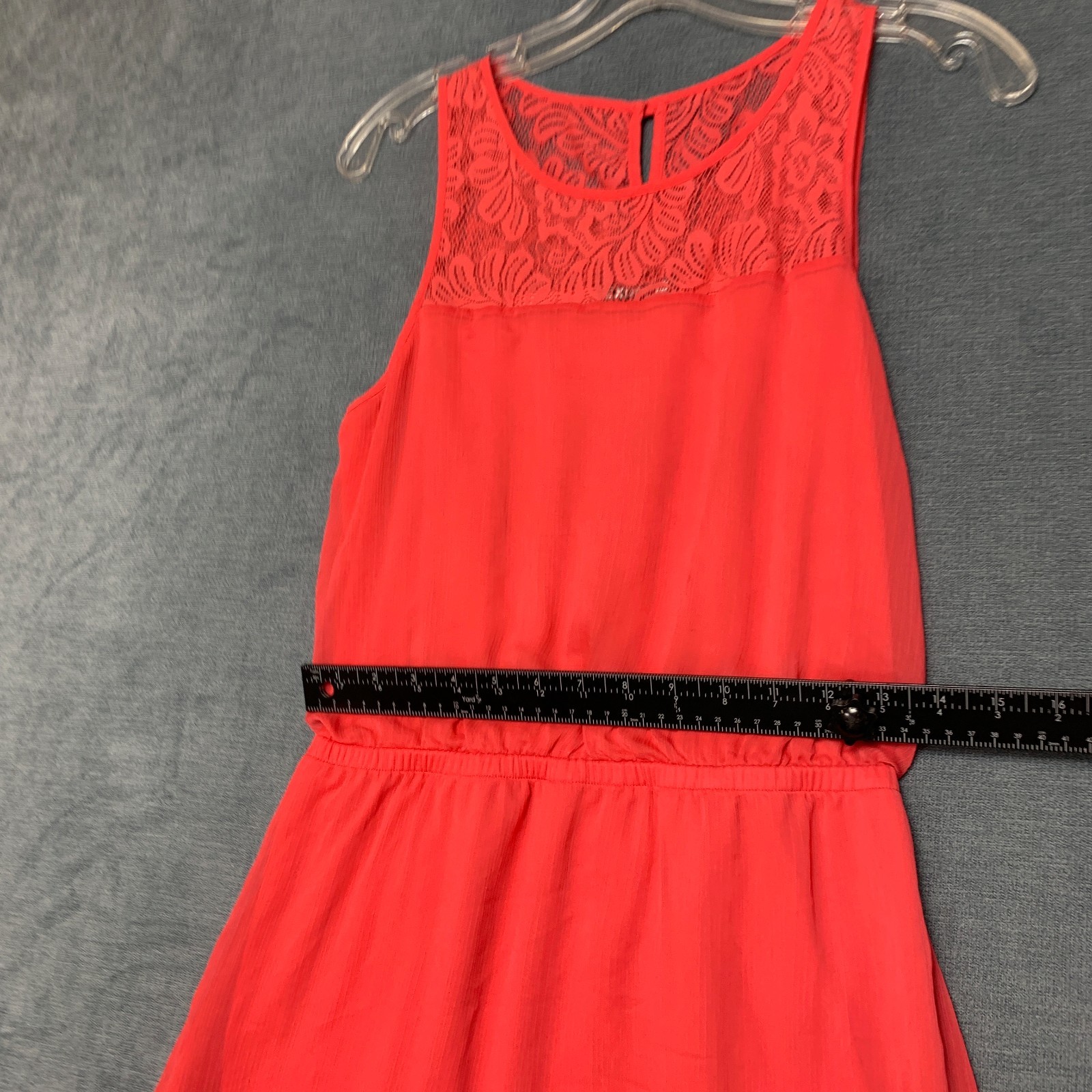 Express A Line Dress Womens Small Red Floral Lace Sleeveless Party Keyhole Back