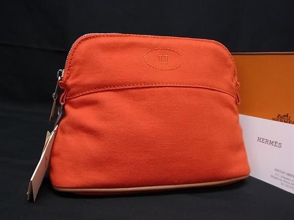 HERMES Bollywood Pouch 20 Canvas Pouch Orange AX3267