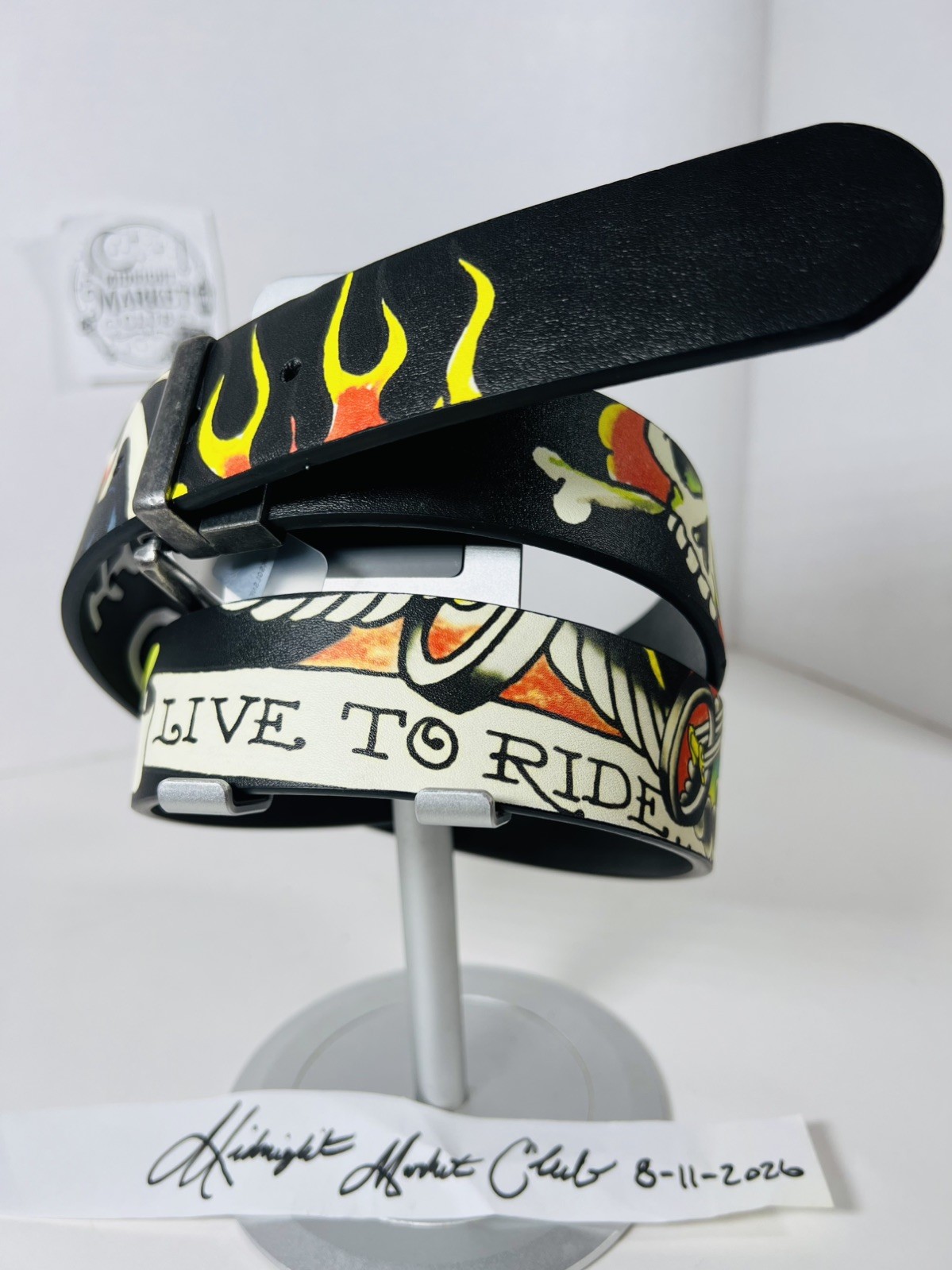 NWT Ed Hardy Men’s Skull Tattoos Reversible Leather Belt SZ 34 Punk Rock Y2K