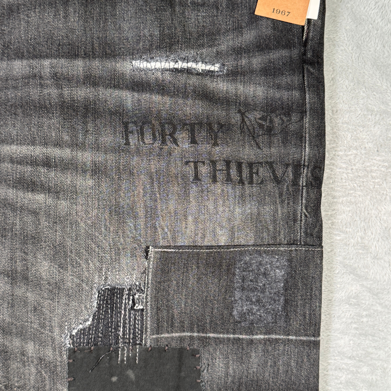 Ralph Lauren Jeans Mens 48×30 48B Black Denim Varick Graffiti Patchwork Skull