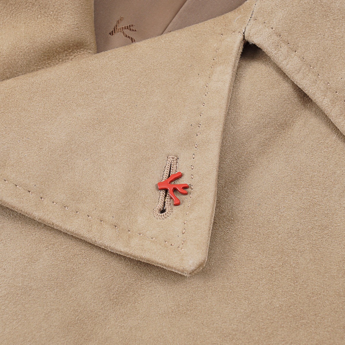 Isaia Napoli Soft Nappa Lambskin Suede Leather Coat with Belt S/M (Eu 48) NWT