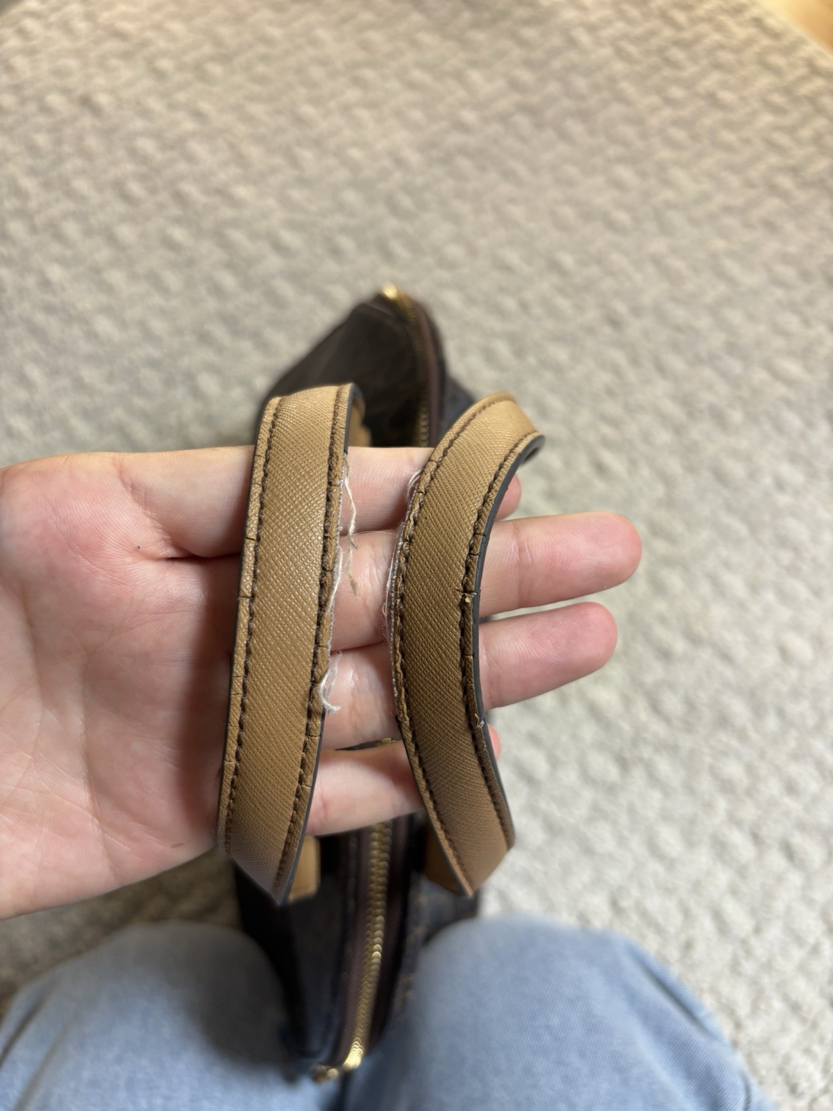Calvin Klein CK Monogram Zip Satchel Top Handle Brown/Beige