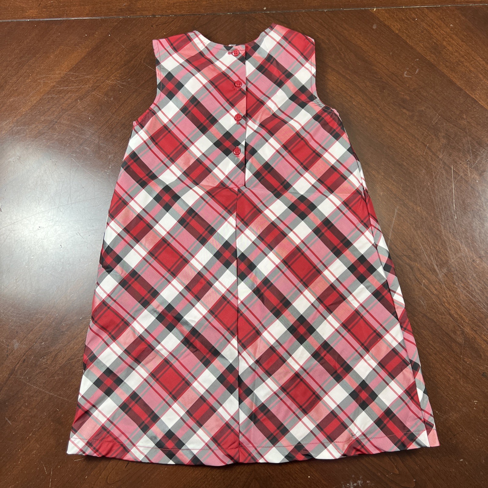 Carter’s Girls Size 6 Red Plaid Taffeta Holiday Dress Christmas Velvet Trim