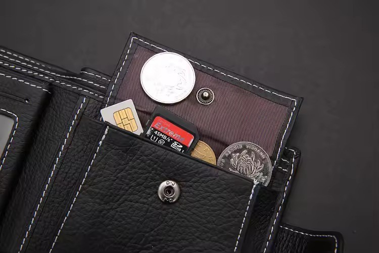 New Mens Leather Bifold Wallet Button Closure RFID Blocking Card Case/Cash