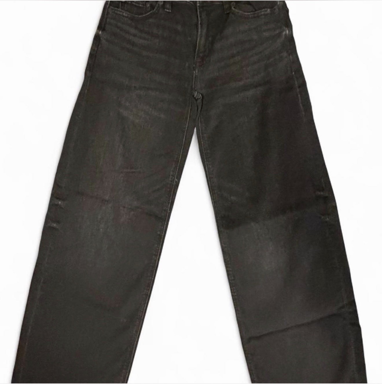 American Eagle Wide-Leg Baggy Low-Rise Stretch Denim Jeans Faded Black Women