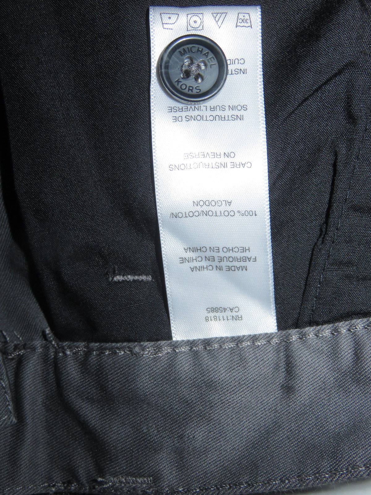 Michael Kors Men Grey Battleship Cotton Flat Front Shorts Size 30 40 NEW $90