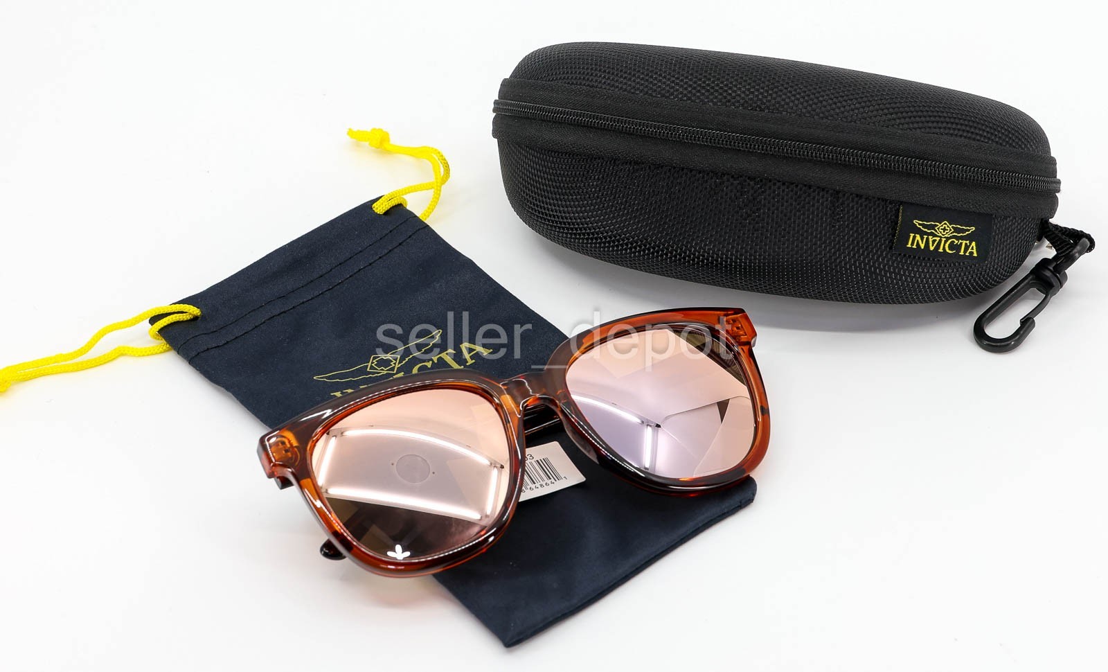 NEW Invicta Unisex Polarized Sunglasses IEW061‑03 Champagne w soft & hard Cases