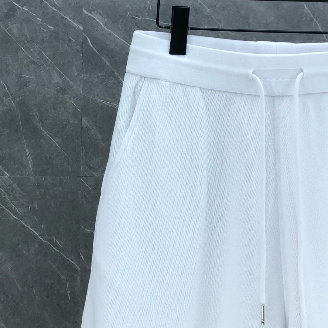 Thom Browne Men Yarn-Dyed Pique Shorts Signature 4 Bar Stripe Drawstring 2 Color