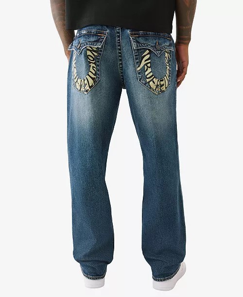 True Religion W34 L33 Bobby Relaxed Baggy Jeans Painted Horseshoe