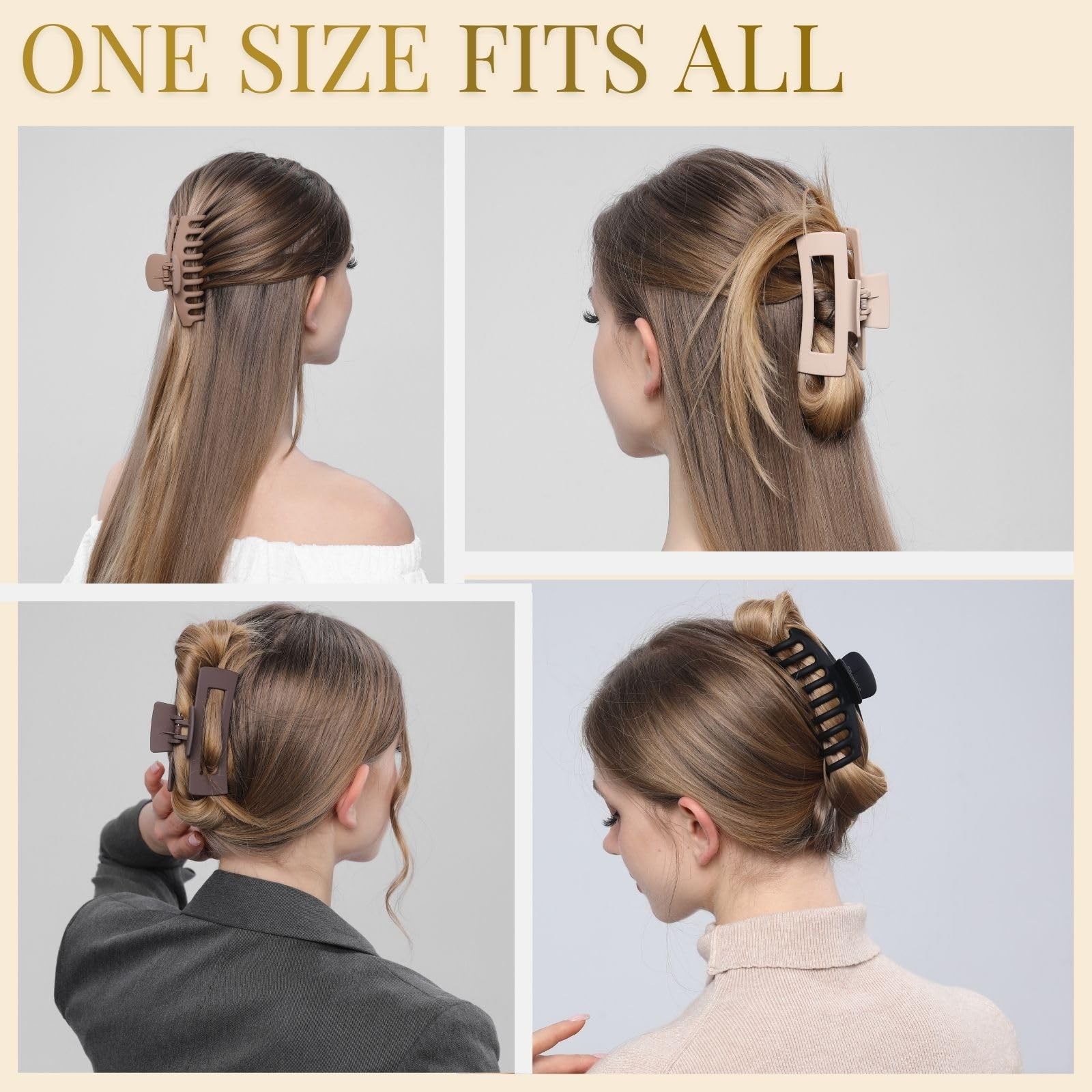 8Pcs 4.3 Inch Large Hair Claw Clips, Strong Hold Matte Clips for All Hair Types