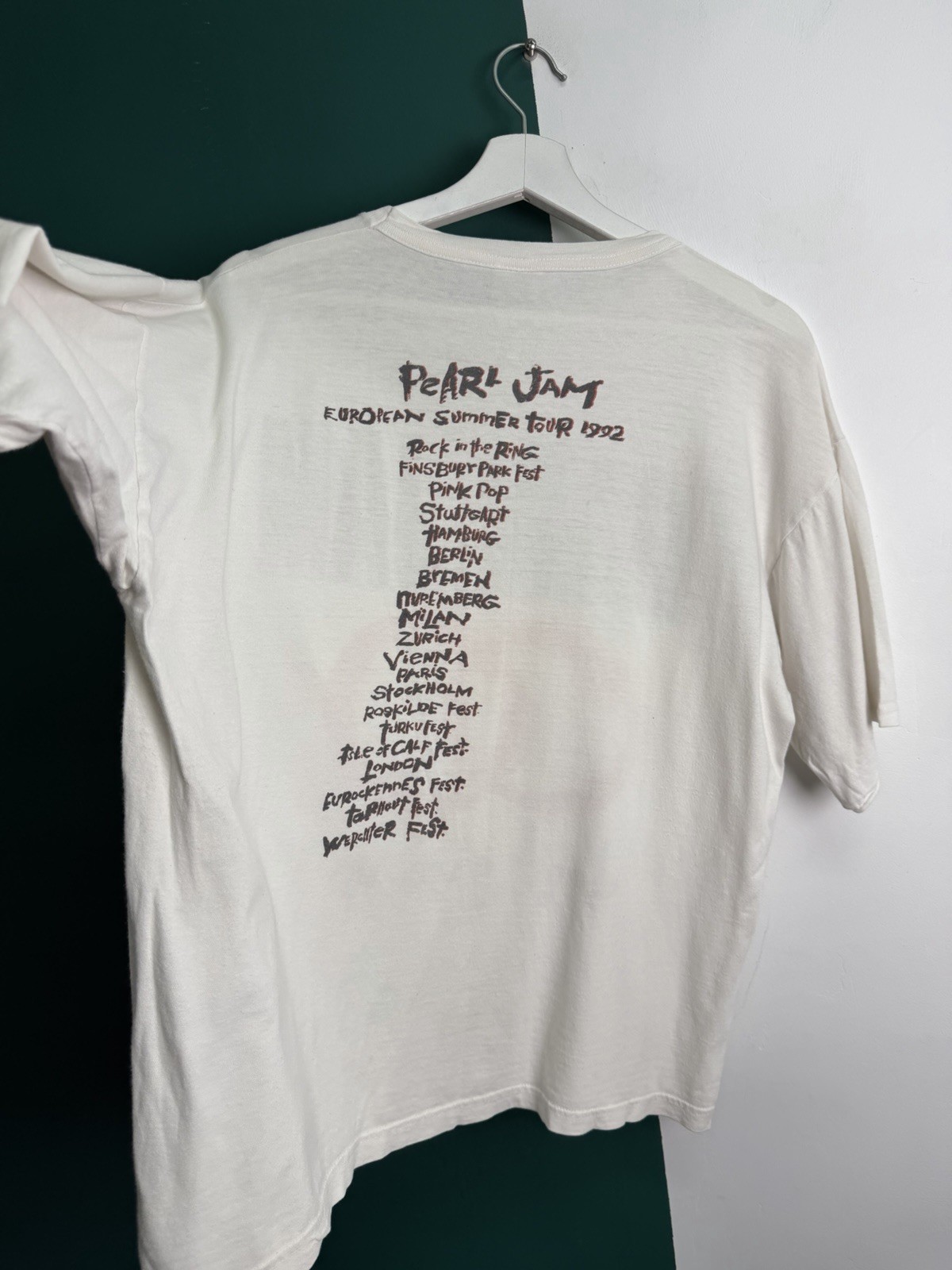 Pearl Jam Don’t Give Up 1992 European Summer Tour White Graphic Band T Shirt XL