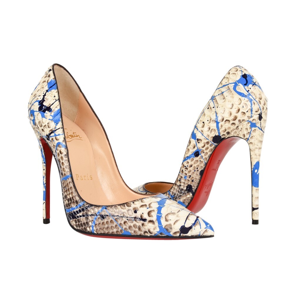 Christian Louboutin Shoe Snakeskin Graffiti Pigalle 115mm Rare 35 / 5 New