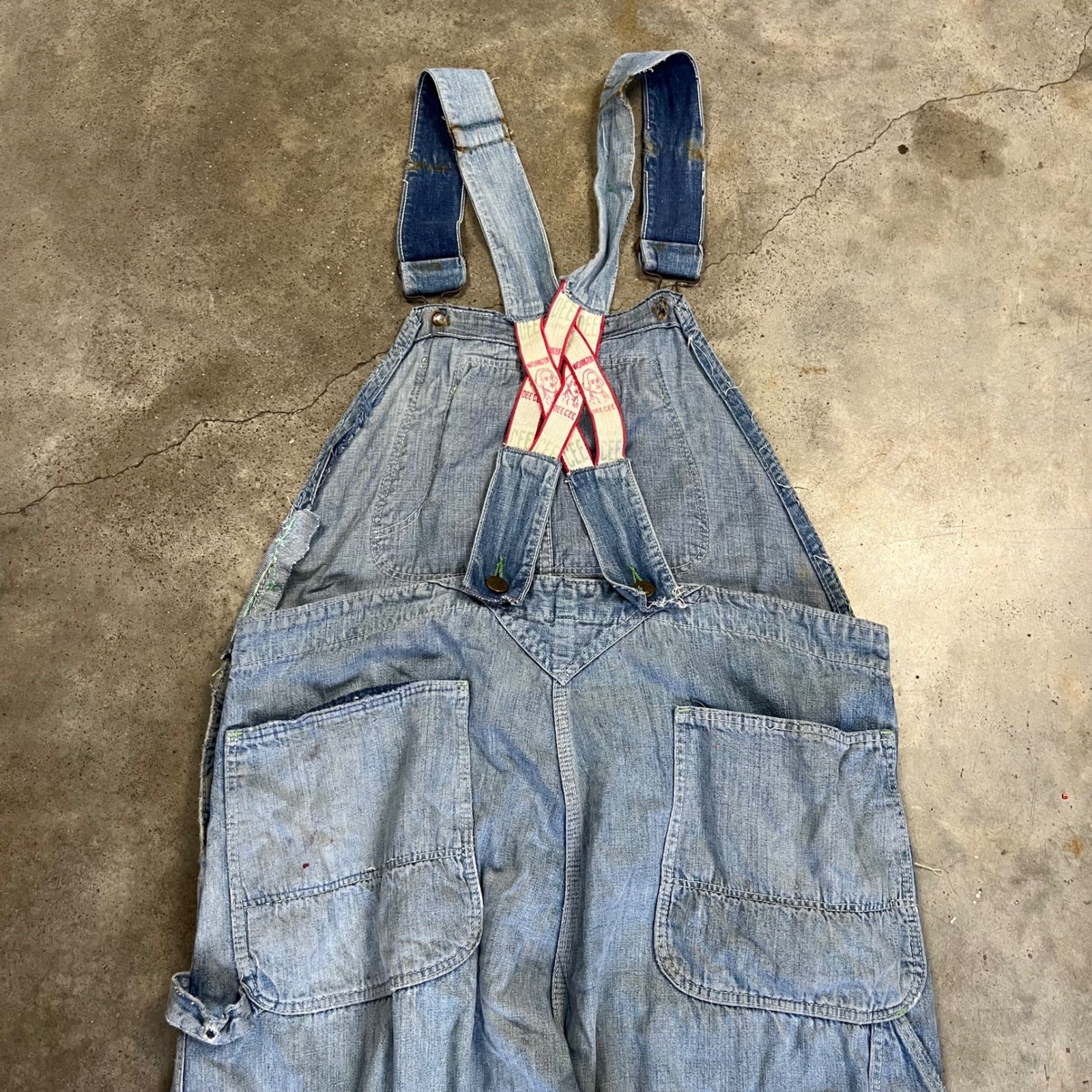 Washington Dee Cee Overalls 40×30 Blue Vintage Distressed Painter Workwear 50s