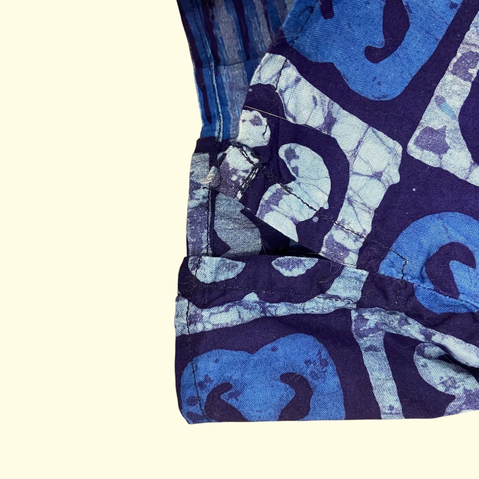 Handmade Blue Wax Print Adinkra Cami Top V-Neck Side Zip Batik Cotton Tank