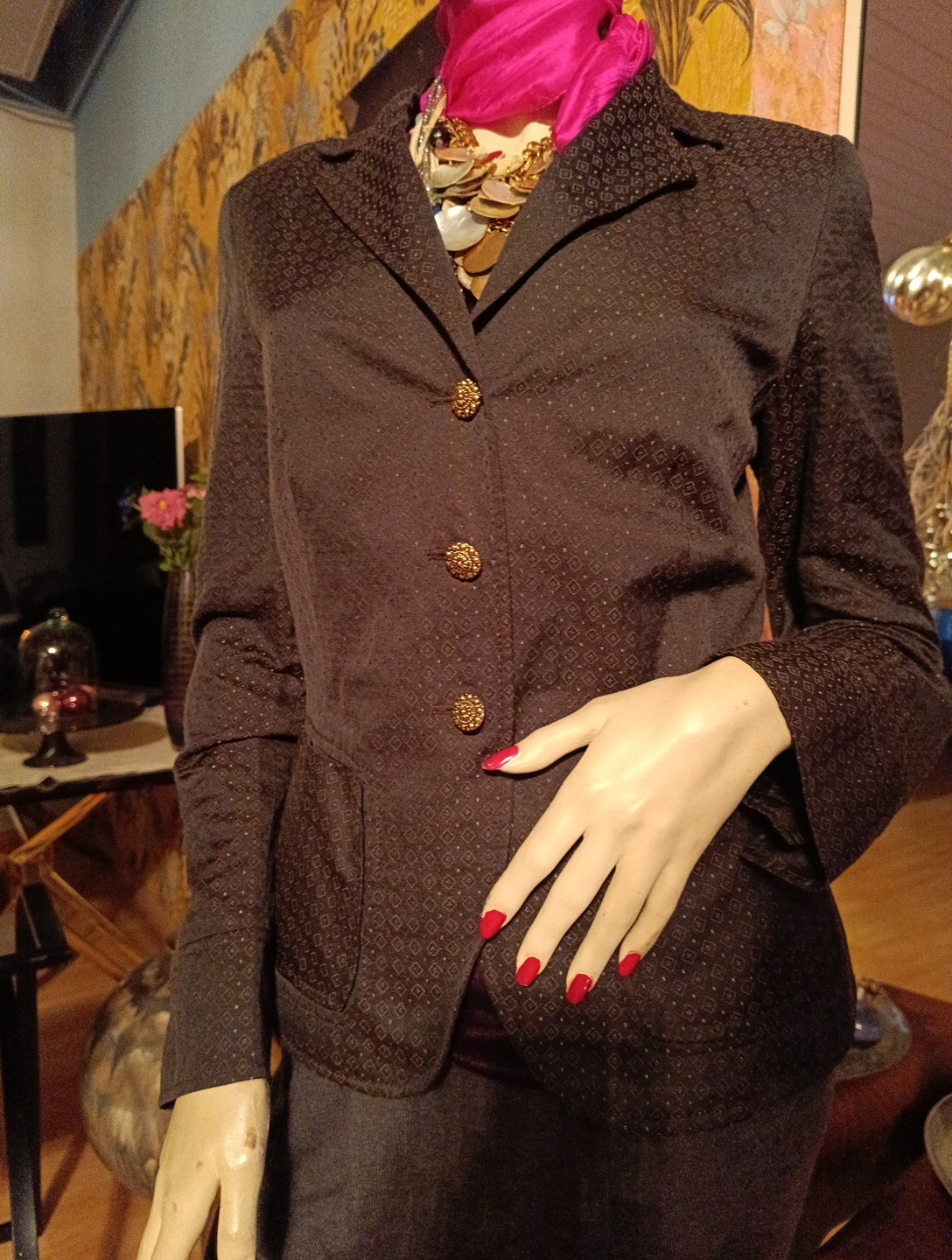 Blazer jacket festive Apanage 36 38 S suit classy gold buttons business